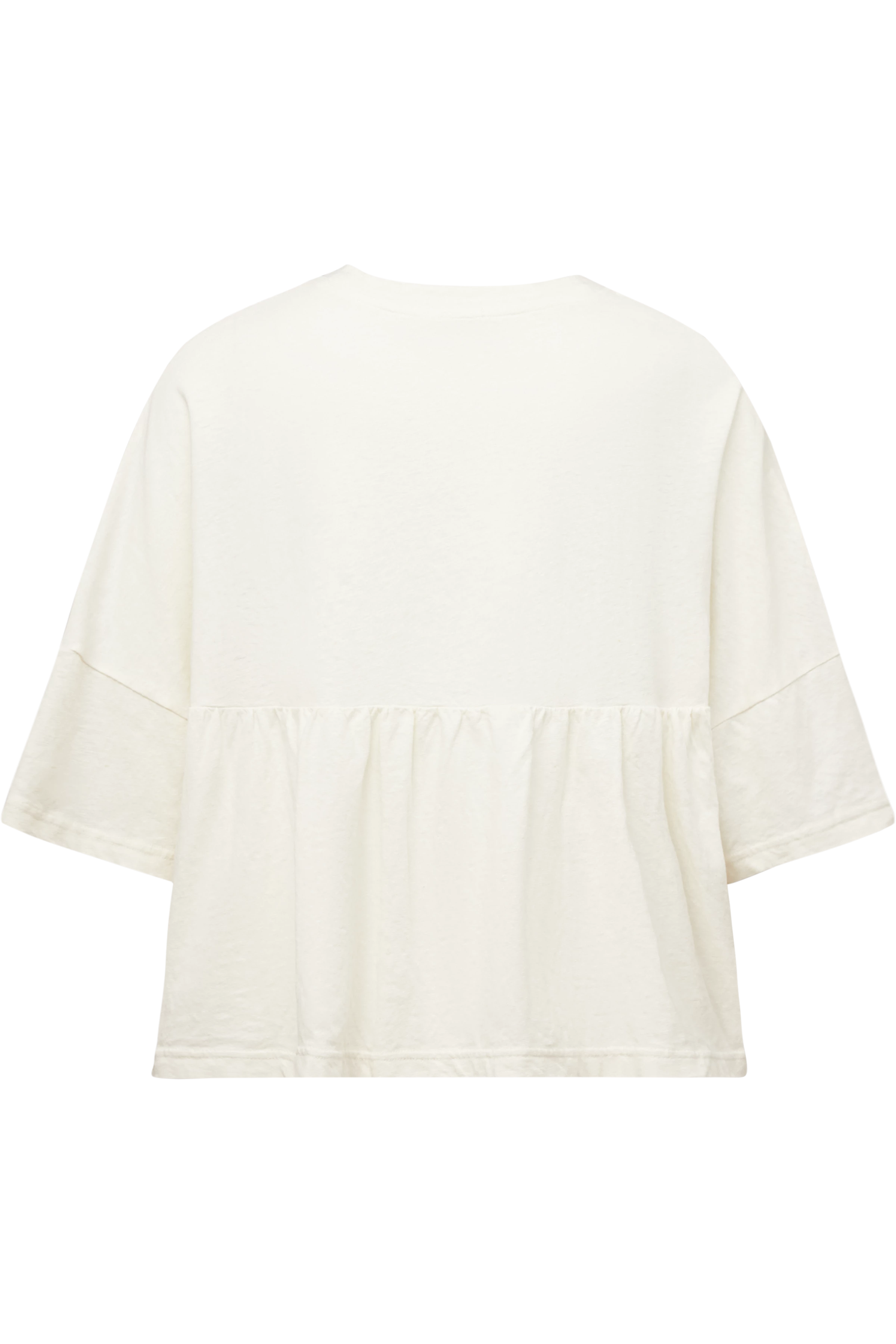 FIONNA - T-shirt with flounce in linen-cotton blend - women - off white - Freisteller Rückansicht
