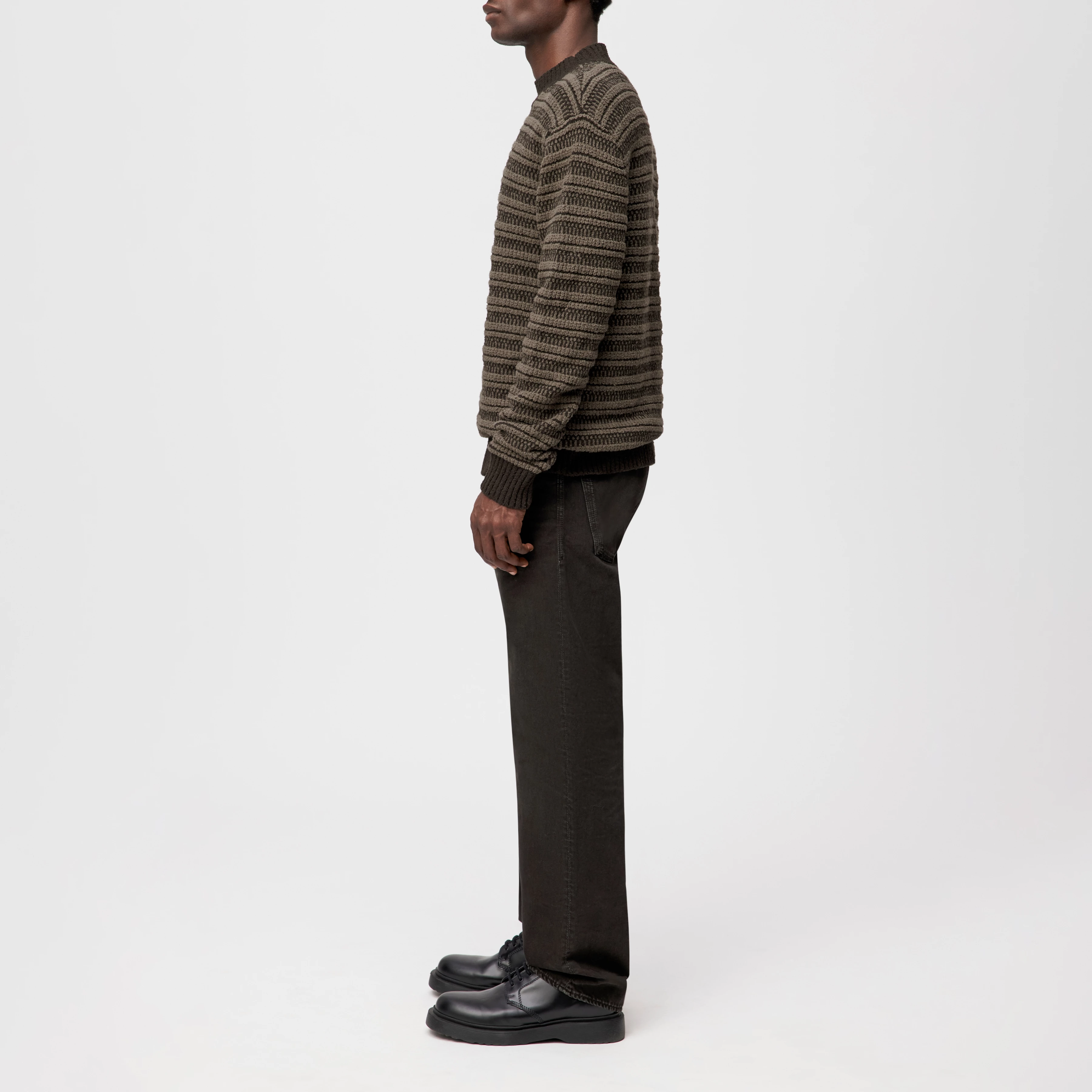 ZAYN - Stehkragenpullover in Bouclé Baumwoll-Mix - Herren - braun - Seitenansicht