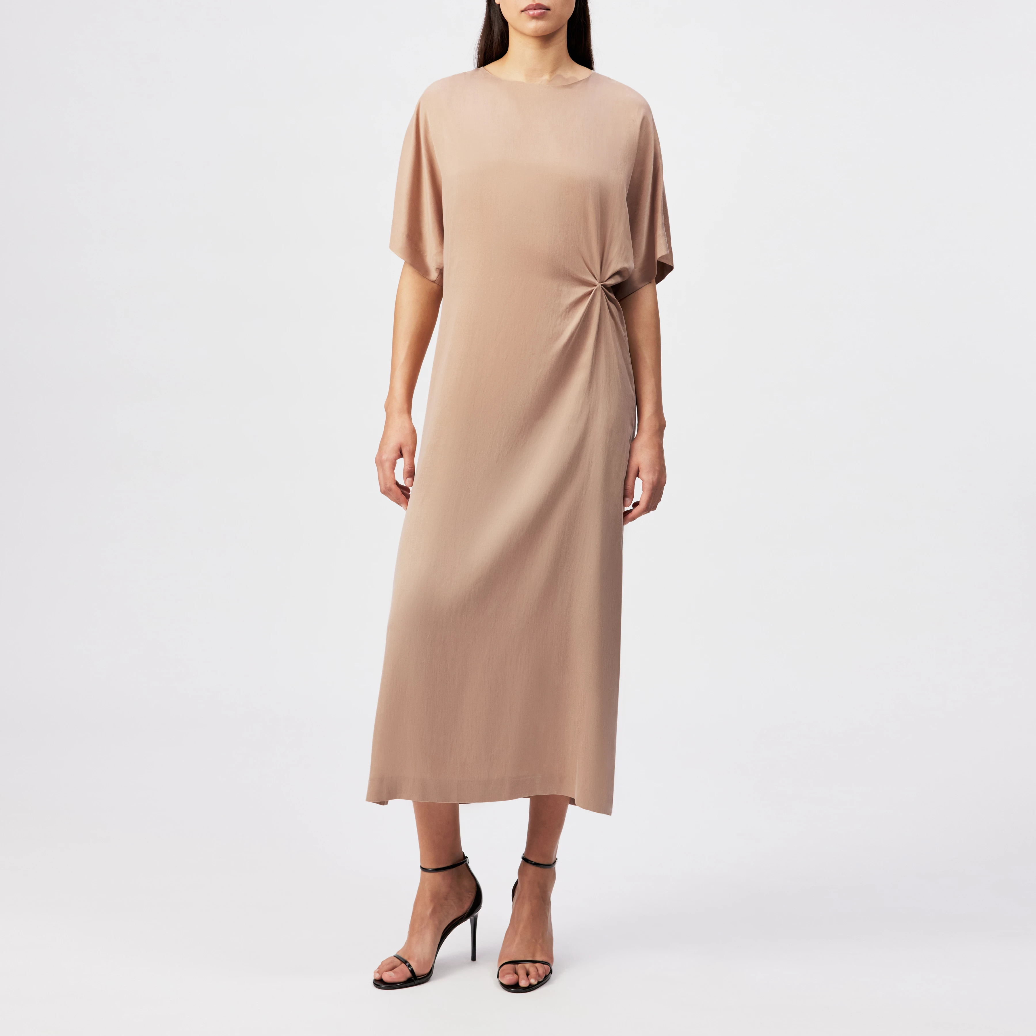 INDAH - Casual cupro-cotton blend dress - women - orange - Frontansicht