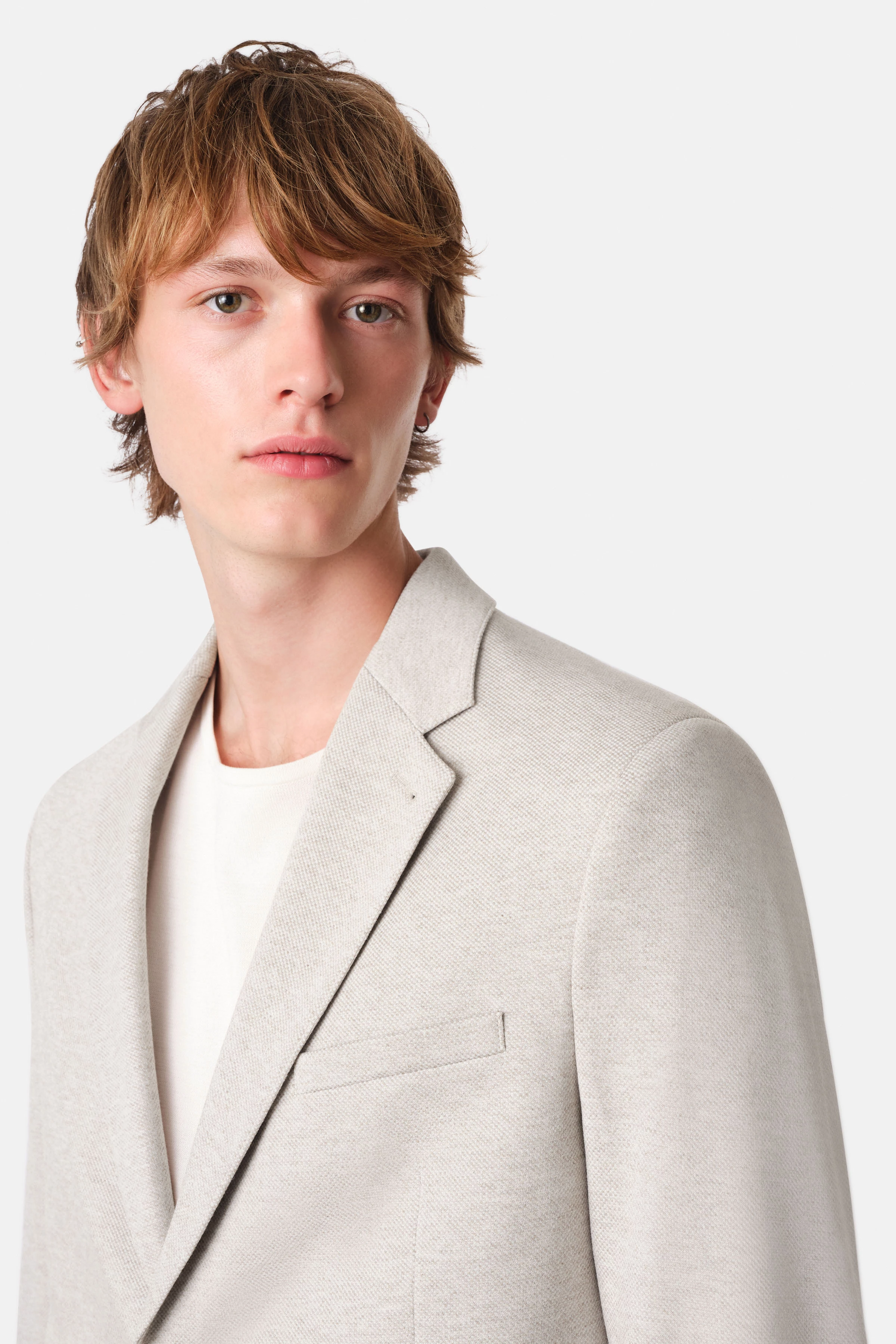 CARLES - Regular Fit Sakko in Jersey mit zweifarbiger Struktur - Herren - beige - Seitenansicht