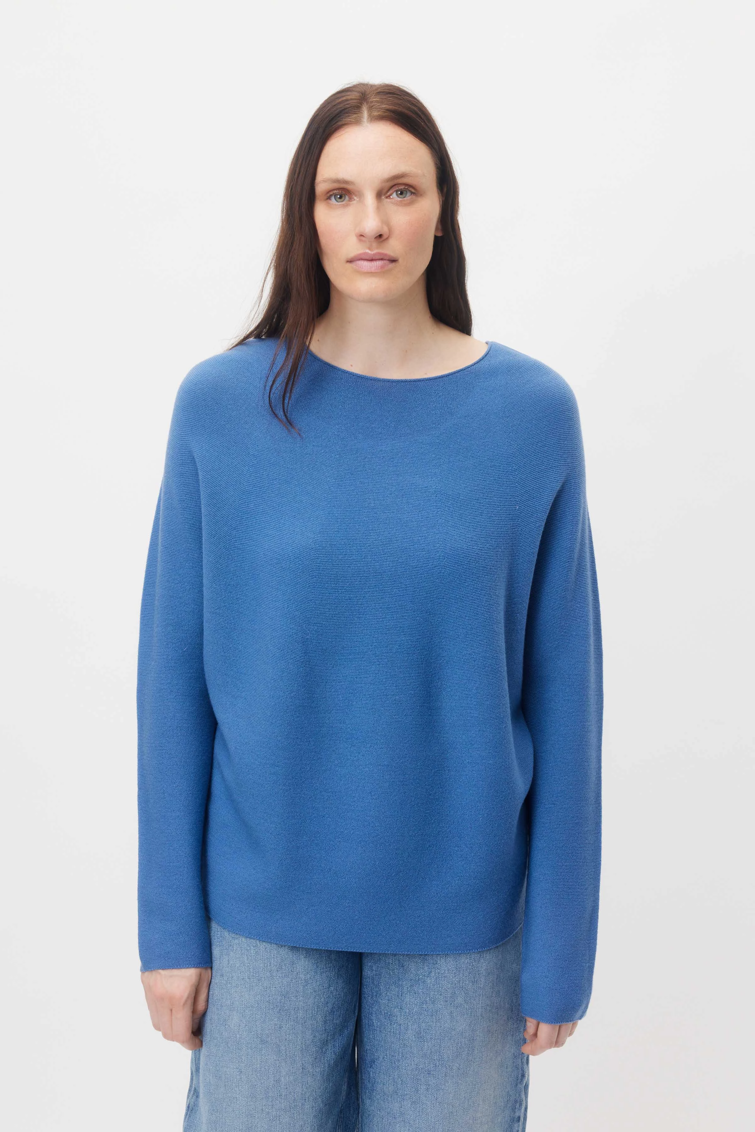 MAILA - Pullover aus reiner Schurwolle - Damen - blau - Frontansicht