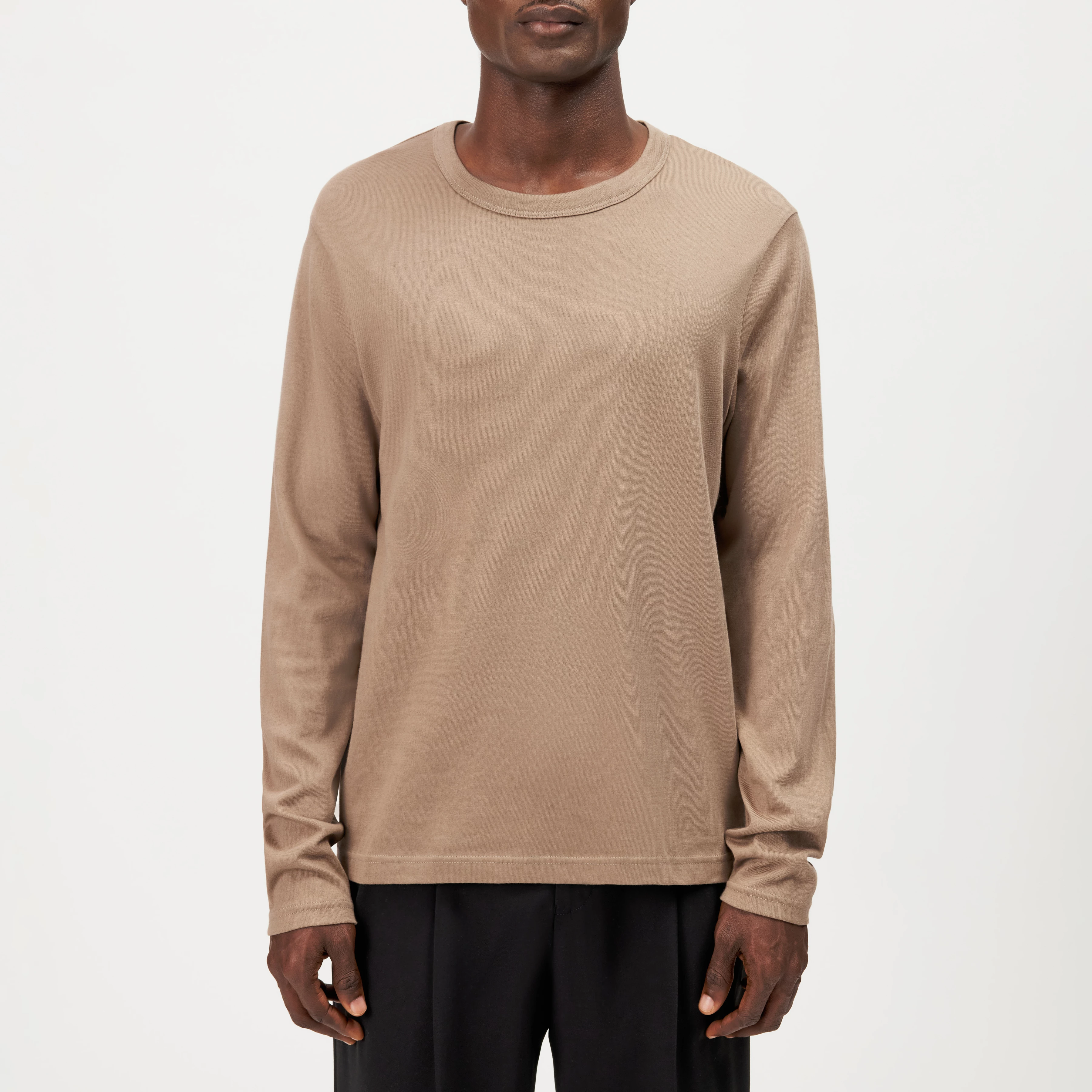 JULIENO_LS - Slim Fit Longsleeve in reiner Baumwolle - Herren - braun - Frontansicht
