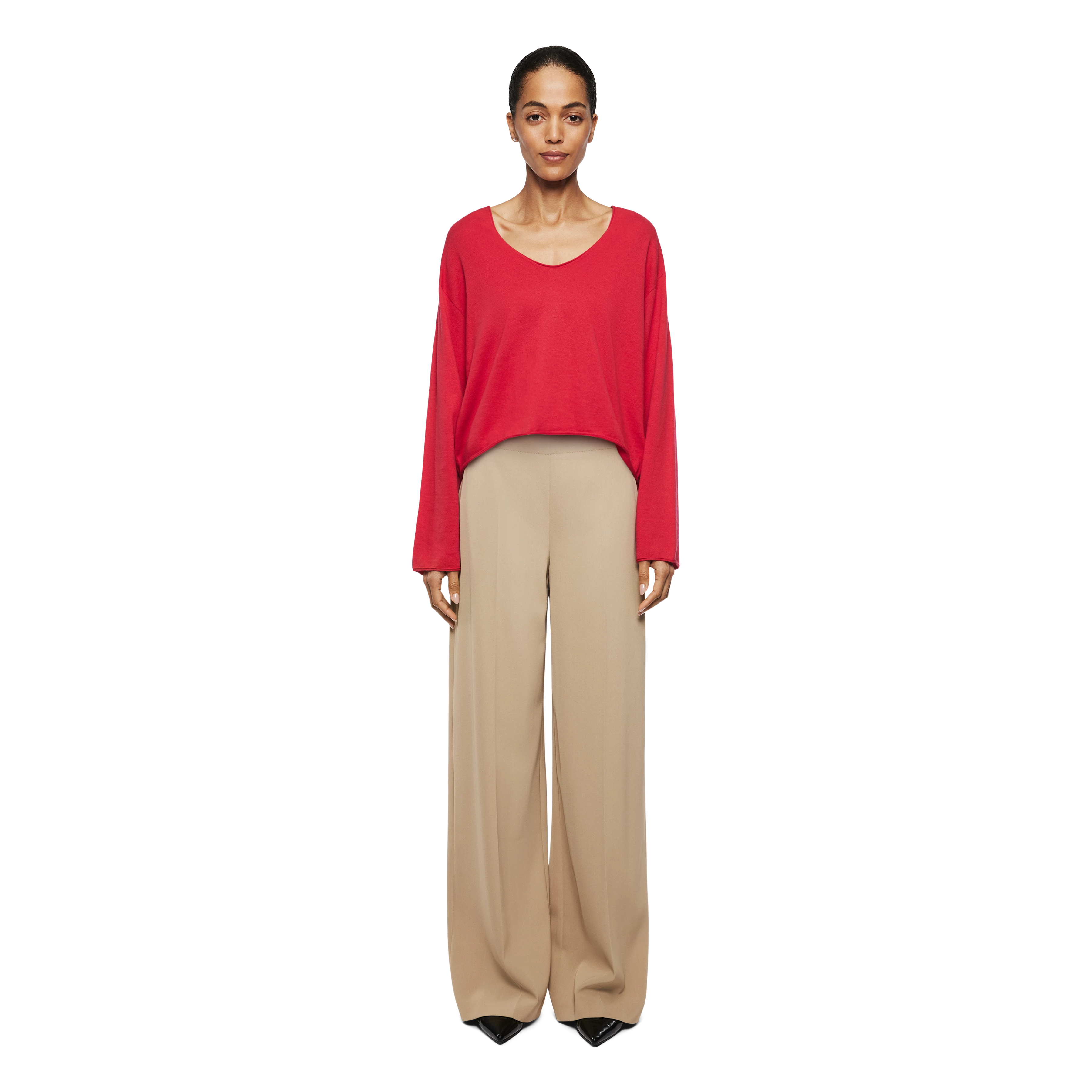 SOMAIJA - Oversized jumper in cotton-cashmere - women - red - Ganzkörper-Frontansicht