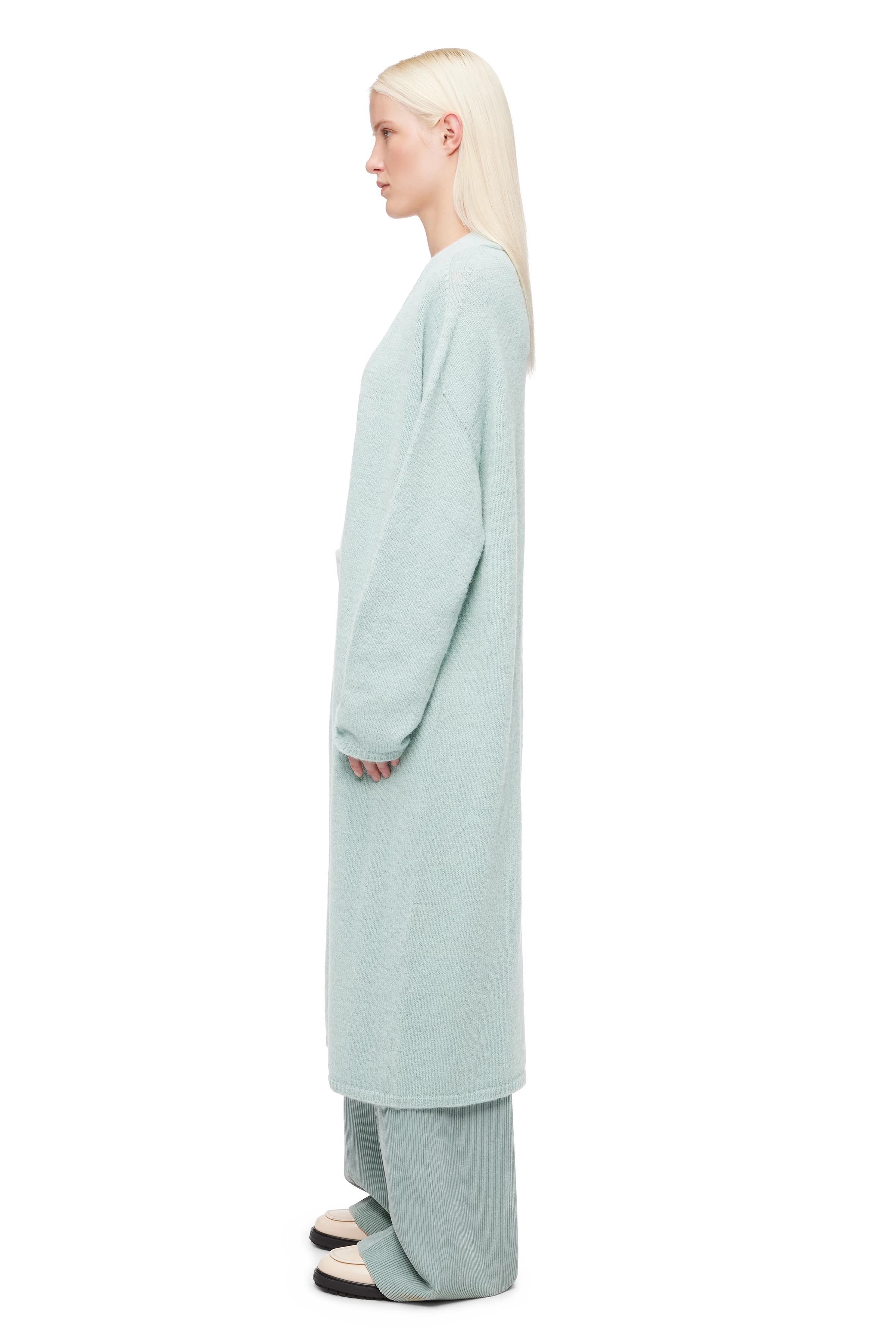 FABEANY - Strickmantel in Woll-Alpakamix - Damen - blau - Seitenansicht