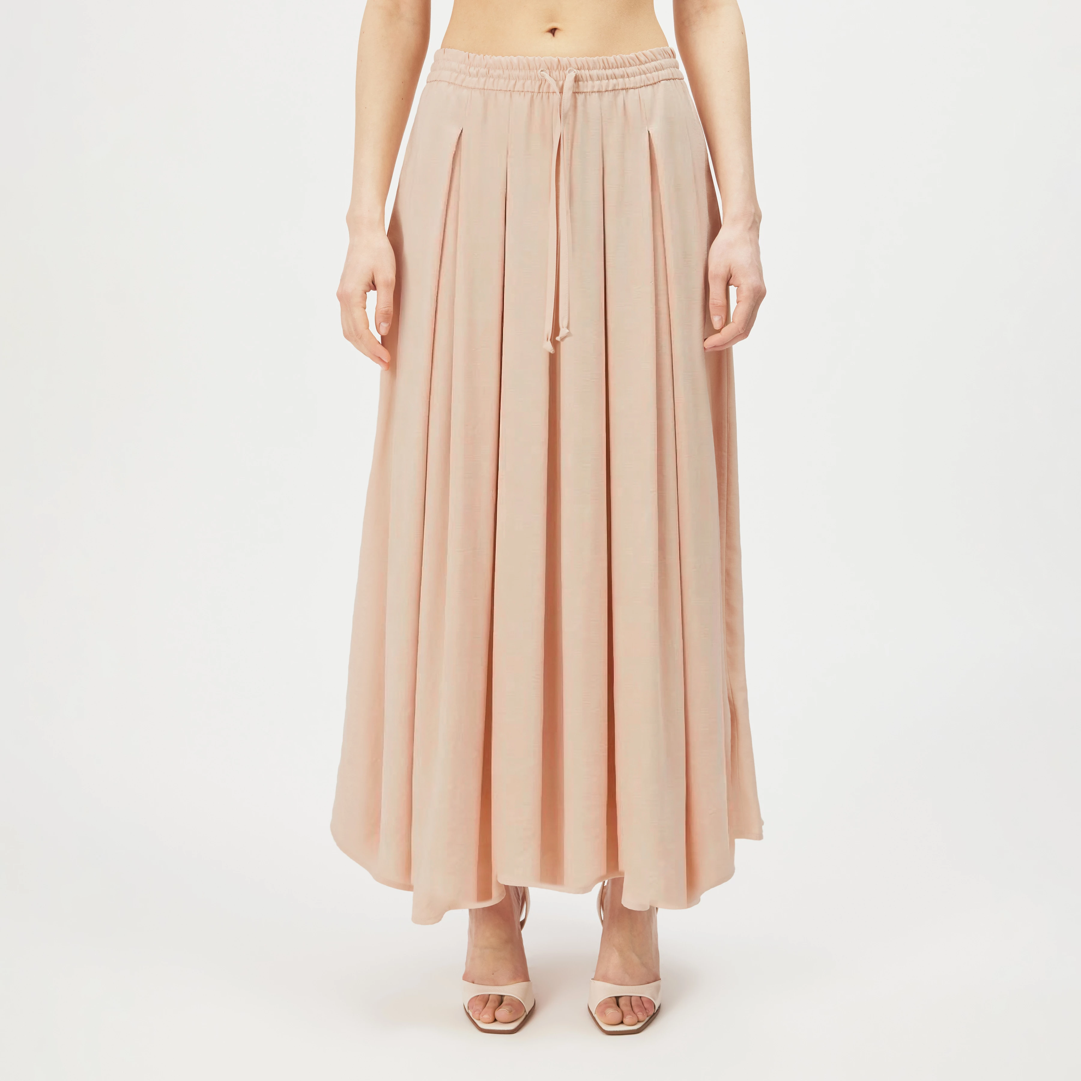 QERIME - Modal twill pleated skirt - women - orange - Frontansicht