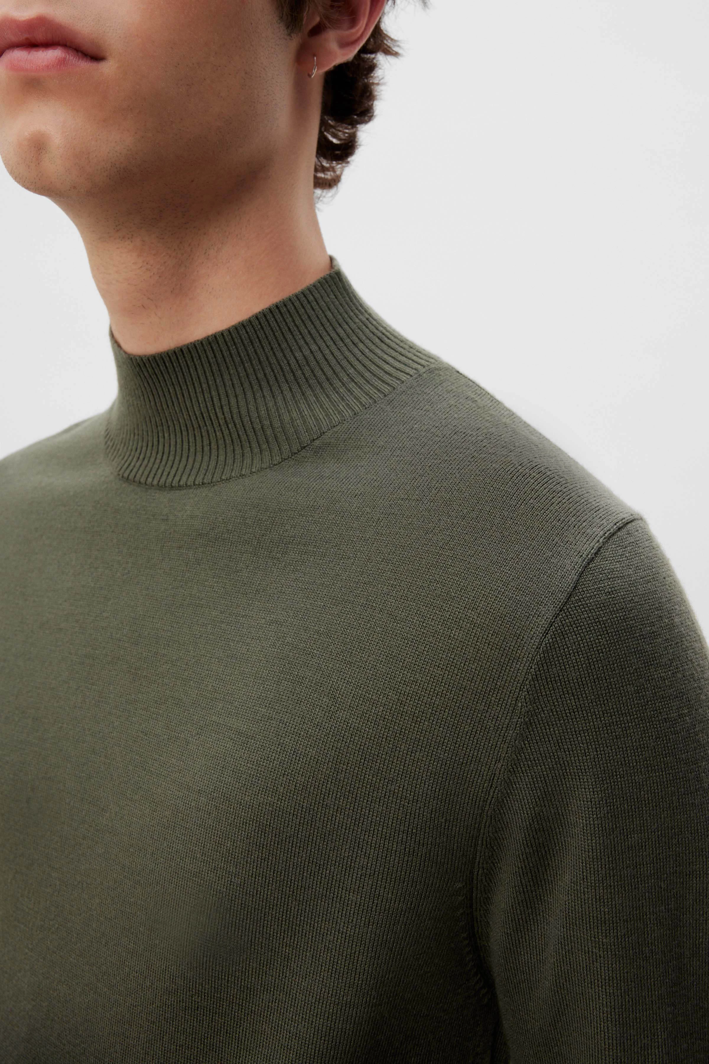 WATSON - Pull-over tricoté avec Turtle en laine mérinos - men - vert - Seitenansicht