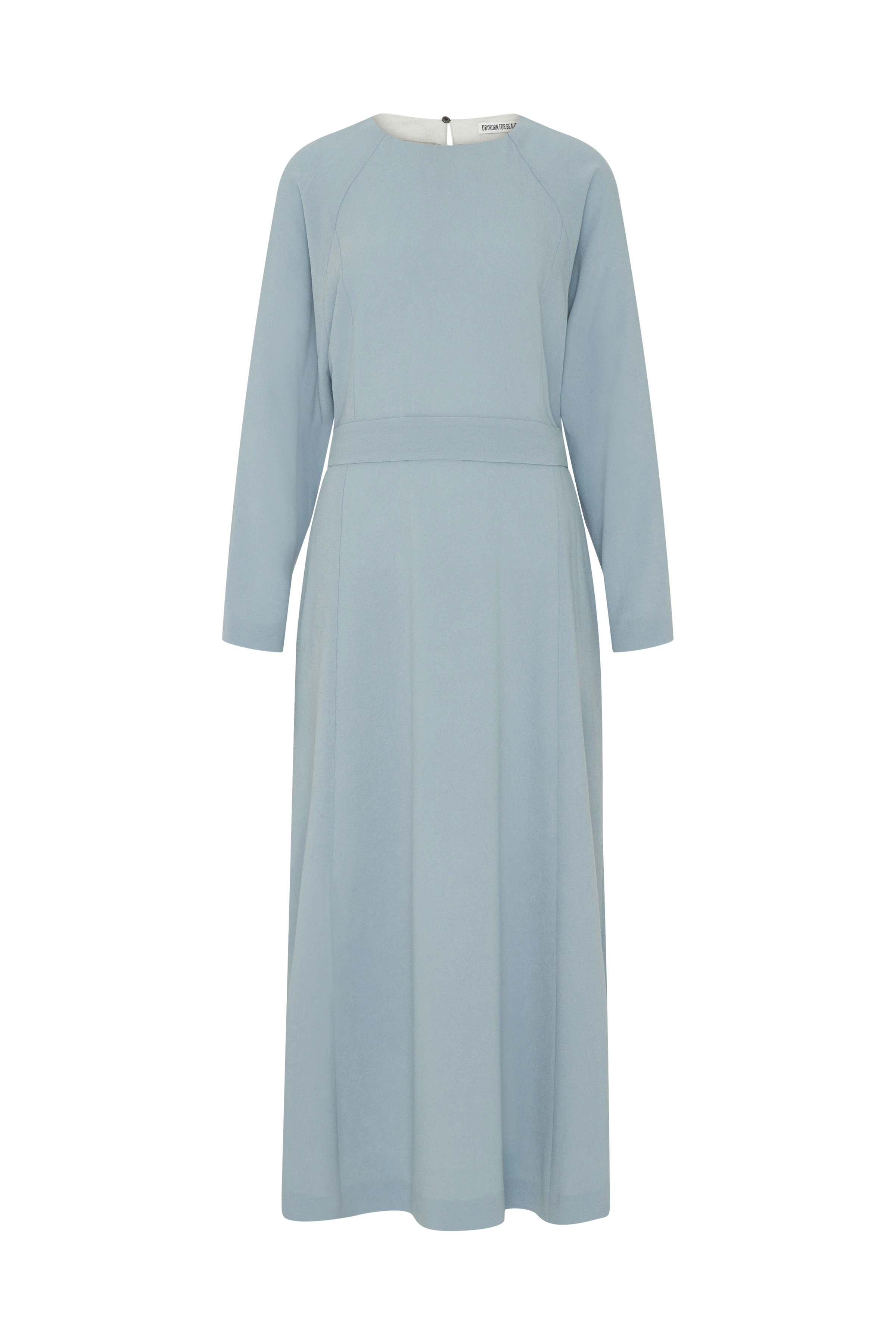 KAROYA - Kleid mit Raglanärmel und Bindegürtel in hochwertigem Crepe - Damen - blau - Freisteller Frontansicht
