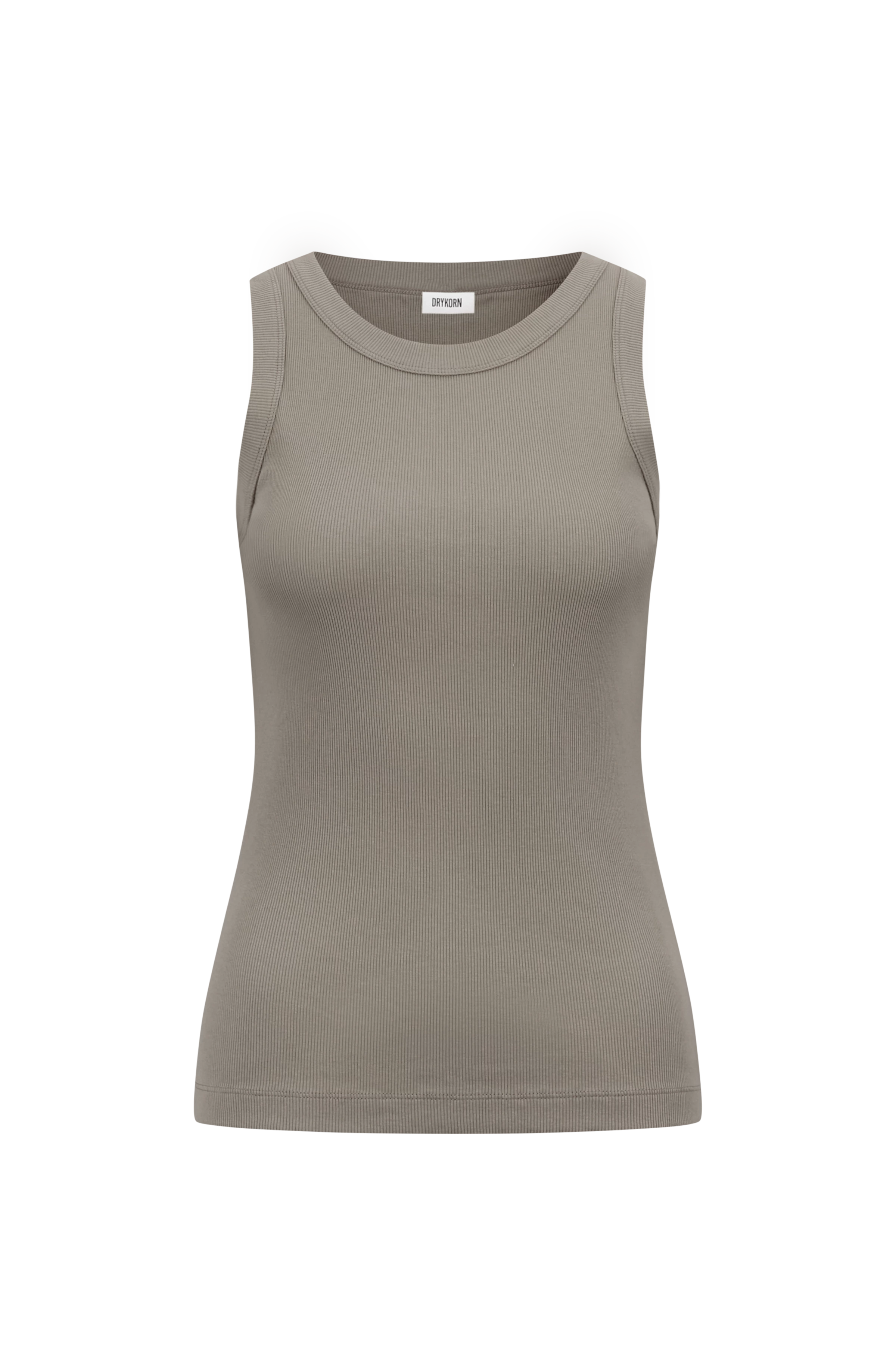 OLINA - Round-necked tank top in cotton rib - women - grey - Freisteller Frontansicht