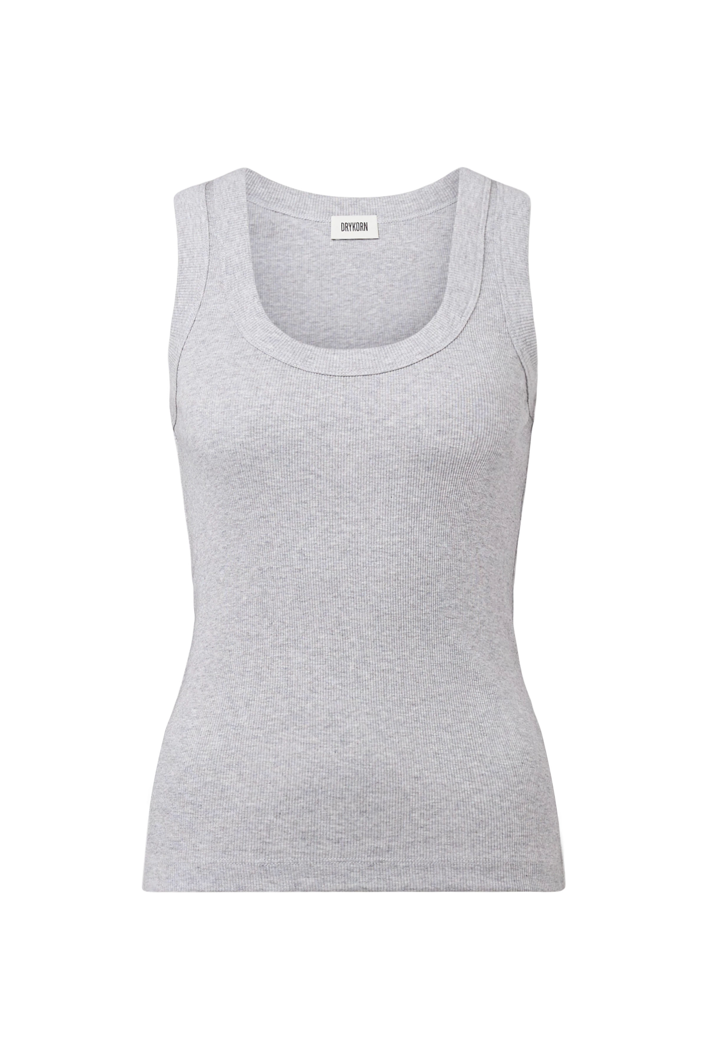 TAVIRA_2 - Ribbed cotton vest top - women - grey - Freisteller Frontansicht