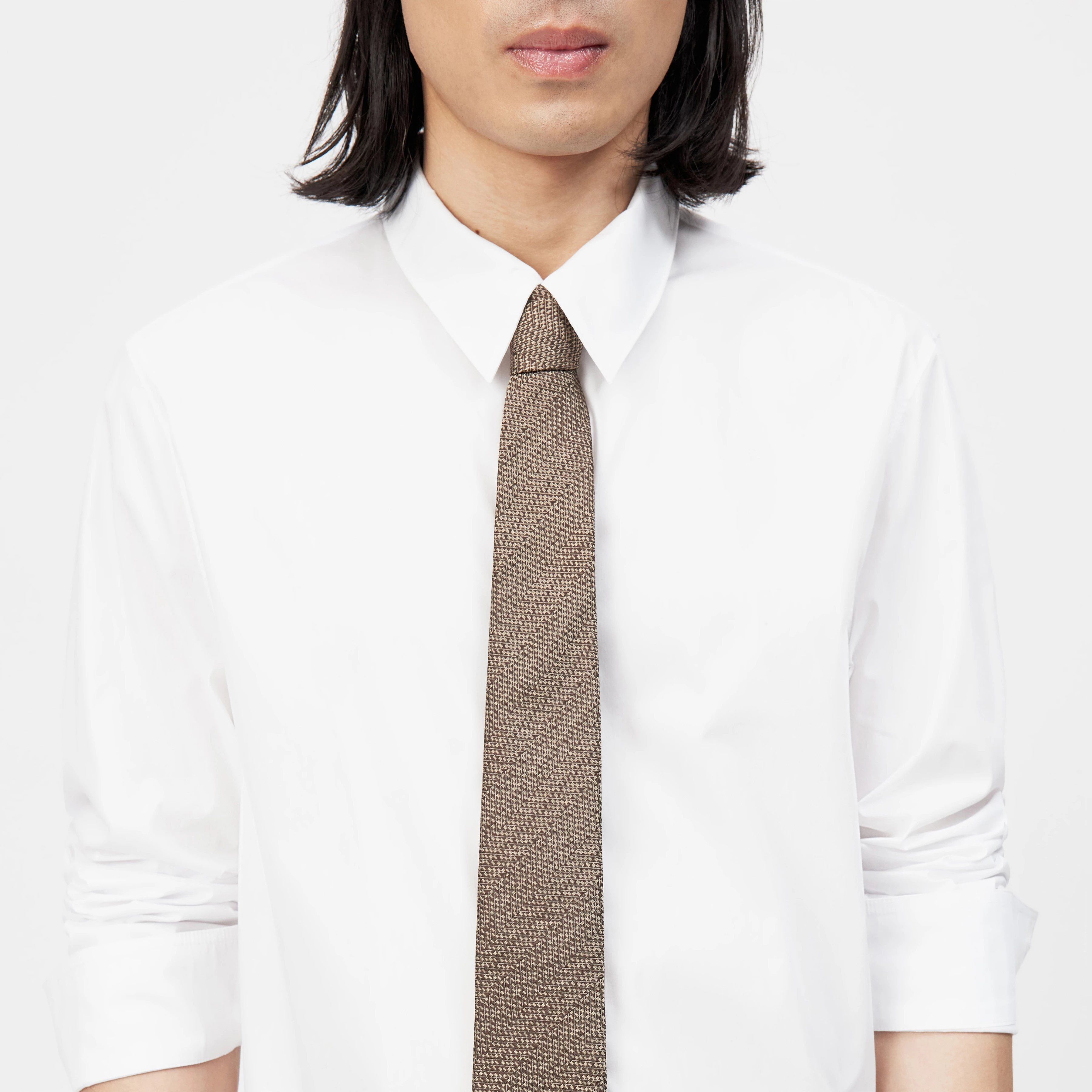 TIE_MODERN - Silk tie - unisex - brown - Seitenansicht