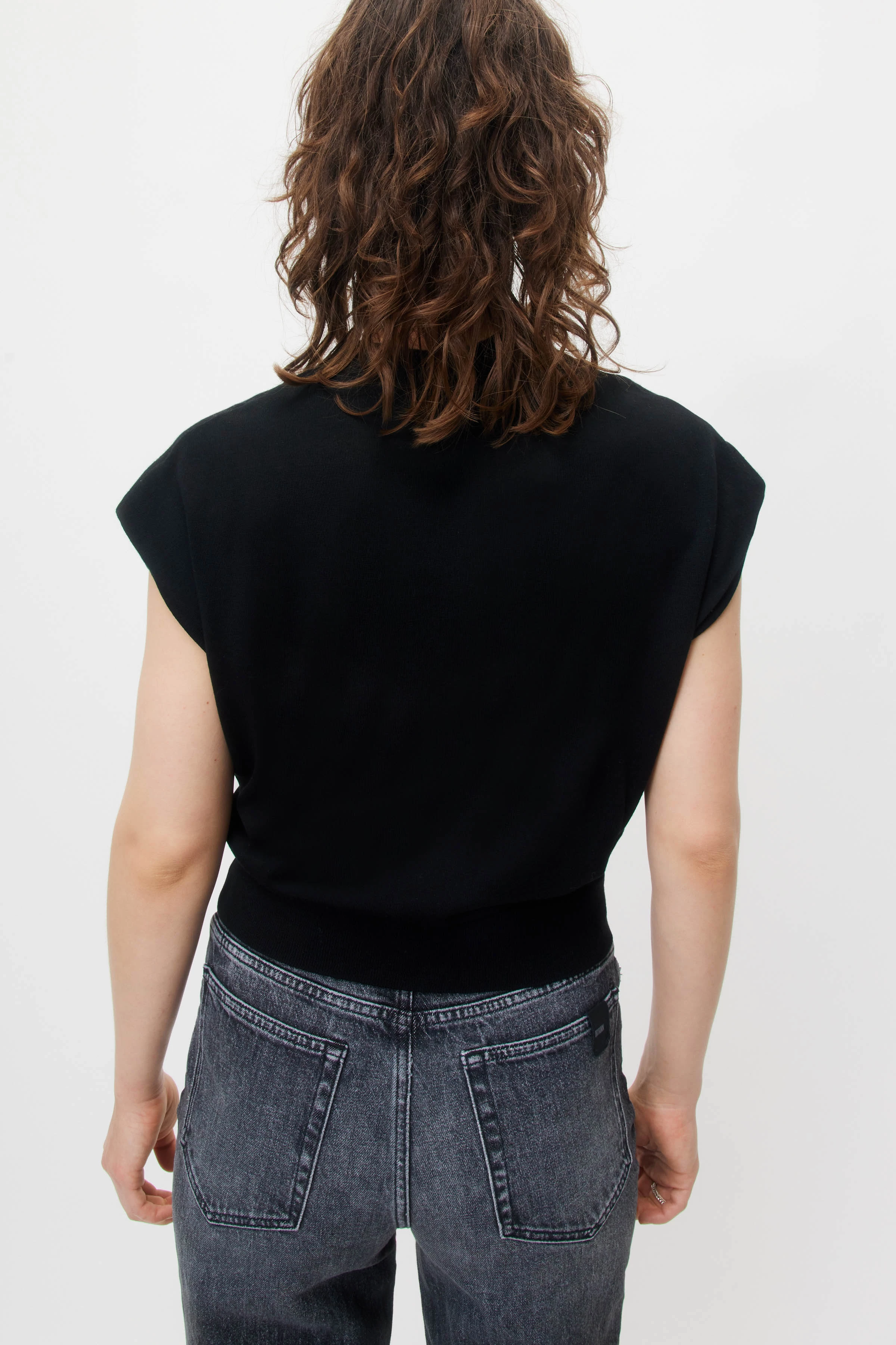 AMORY - Stricktop in Merinowolle - Damen - schwarz - Rückansicht