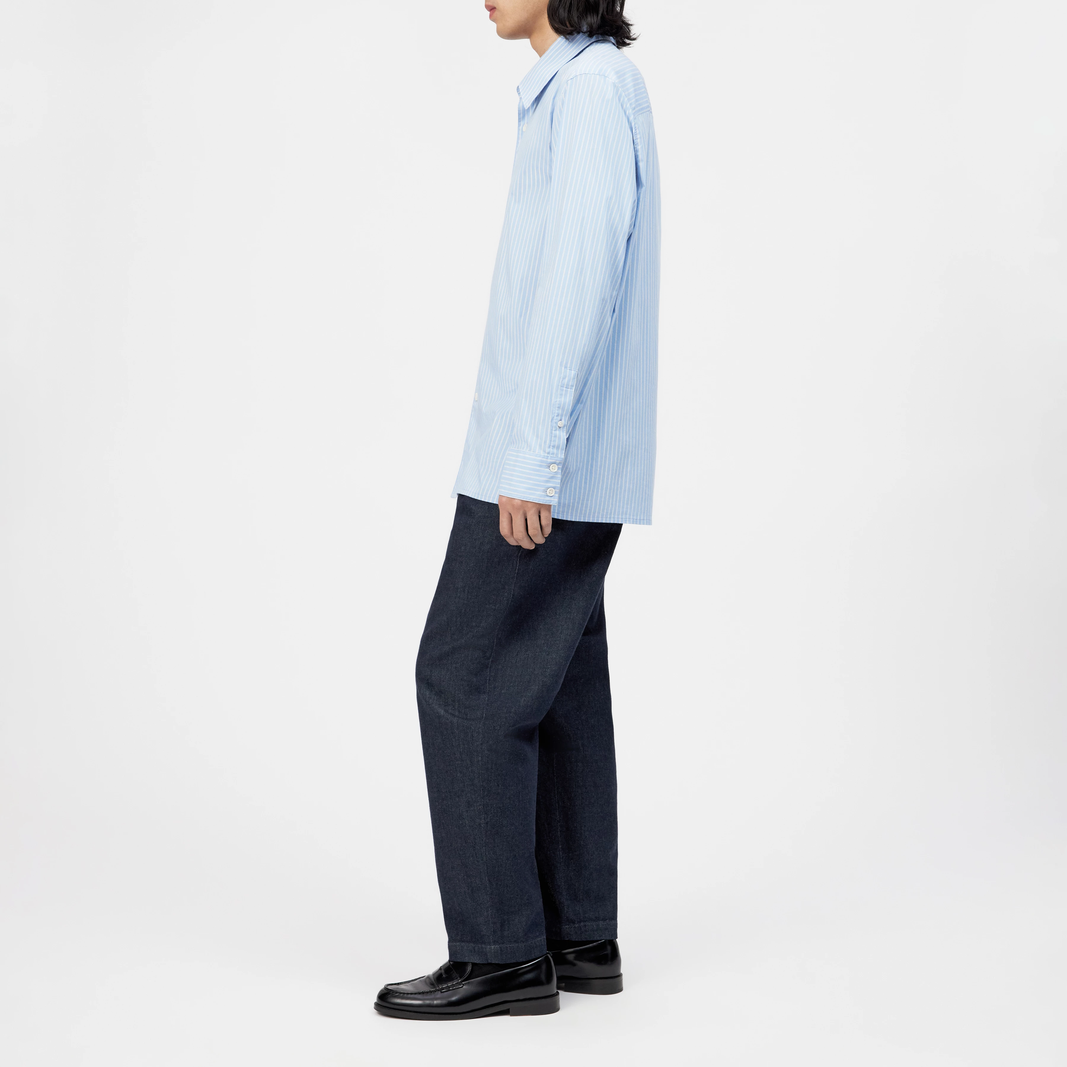 GAUNT - Klassisches Langarmhemd in Baumwoll-Mix - Herren - blau - Seitenansicht