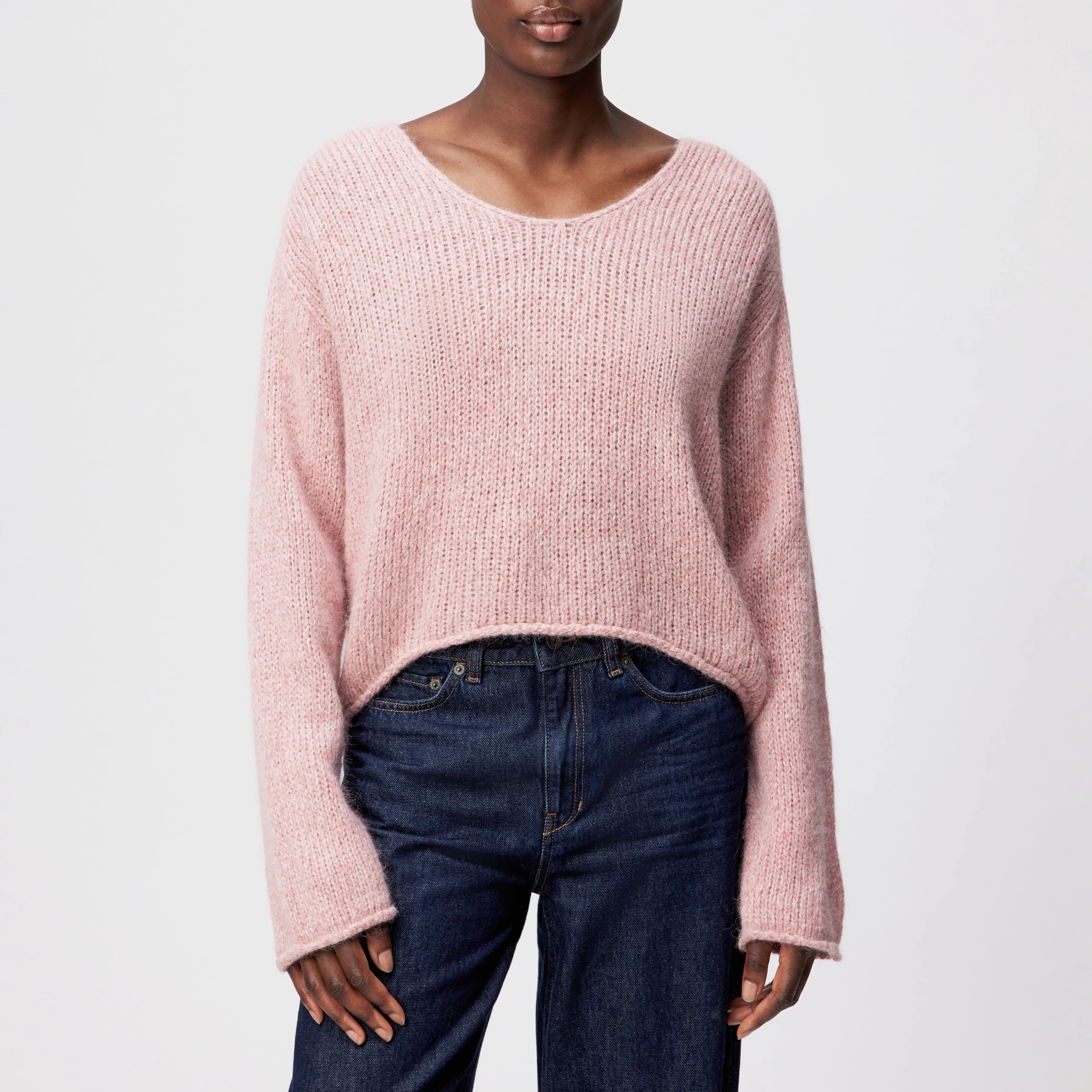 SOMAIJA - Oversized Pullover in Mouliné-Alpaka-Wollmix - Damen - rosa - Frontansicht