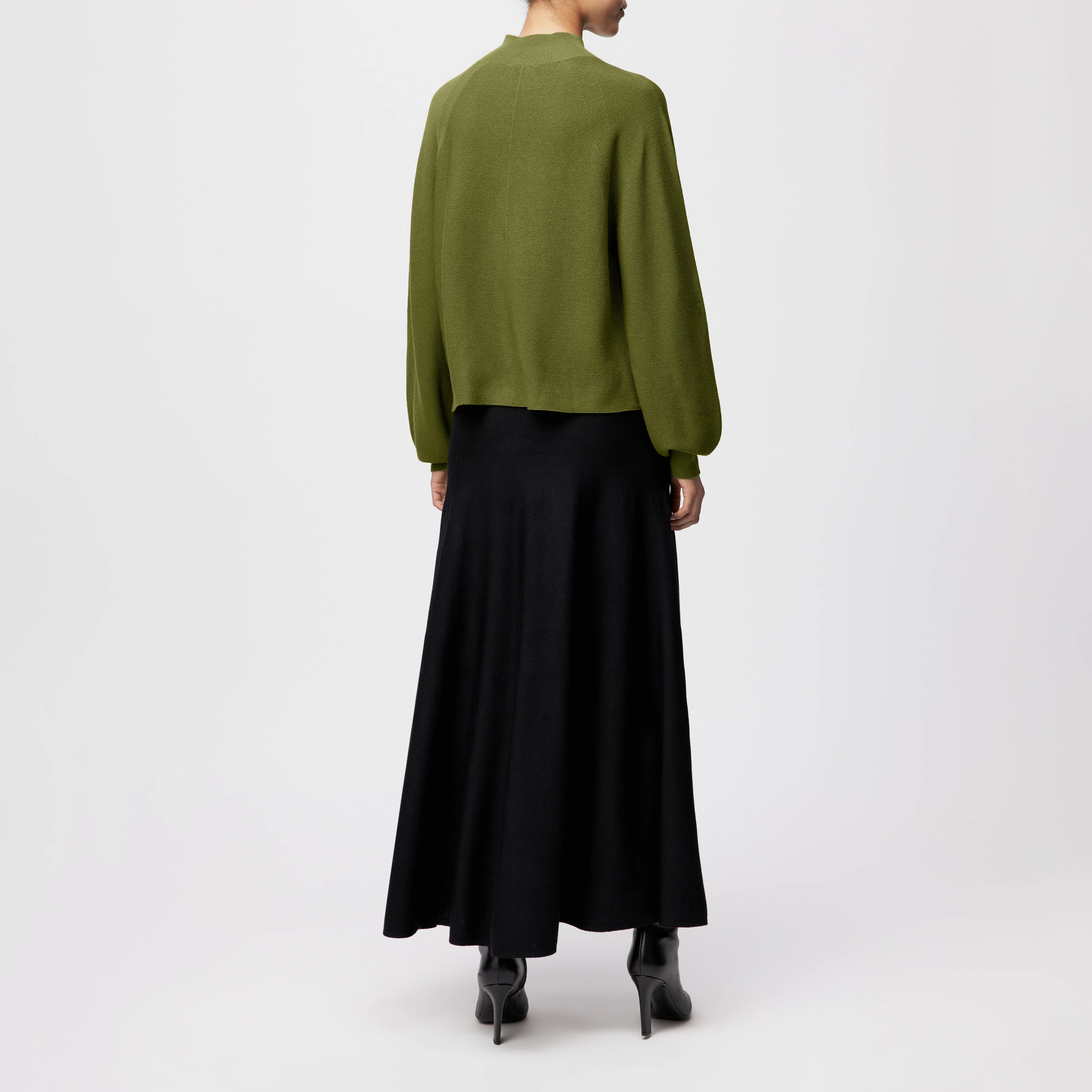 KIMONI - Pull à manches ballon 100 % laine mérinos - women - vert - Rückansicht