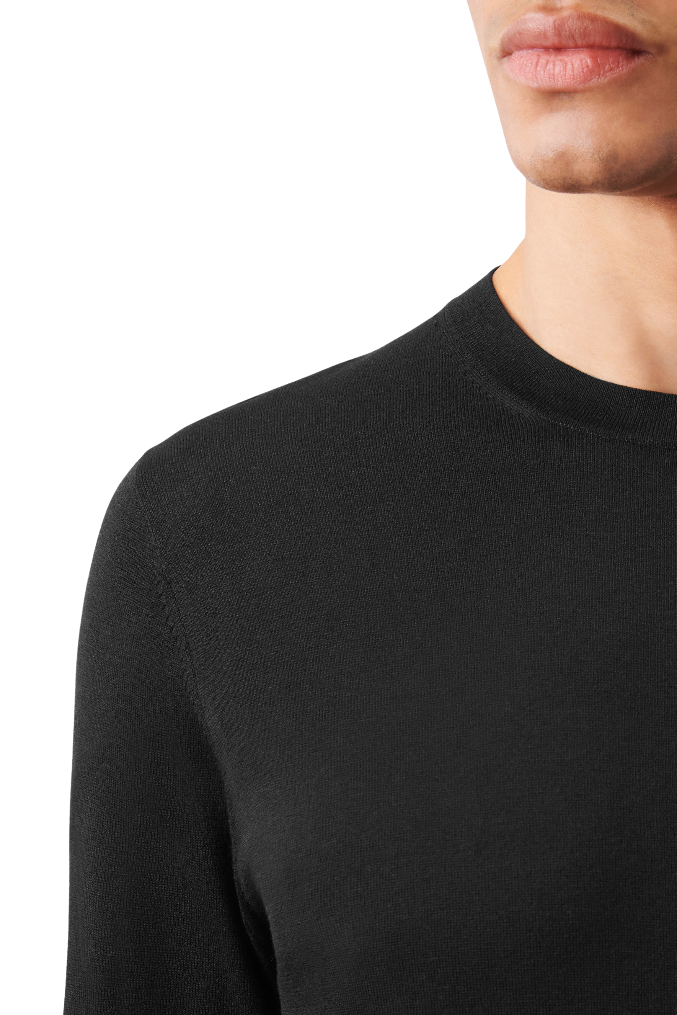 IRMINO - Long-sleeve in silk-cotton mix - men - Natural Aluminium - Seitenansicht