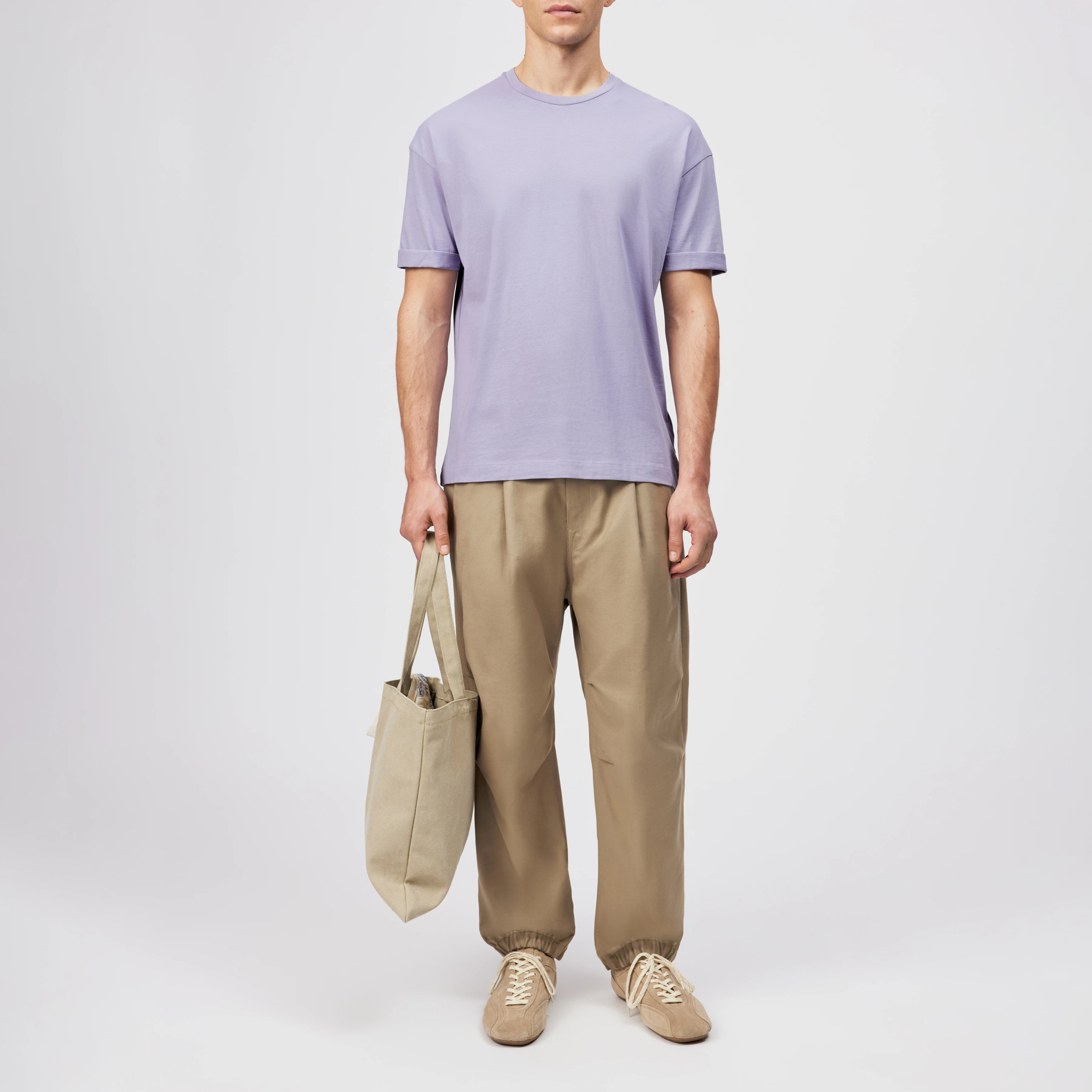 THILO - Relaxed Fit T-Shirt in reiner Baumwolle - Herren - lila - Ganzkörper-Frontansicht