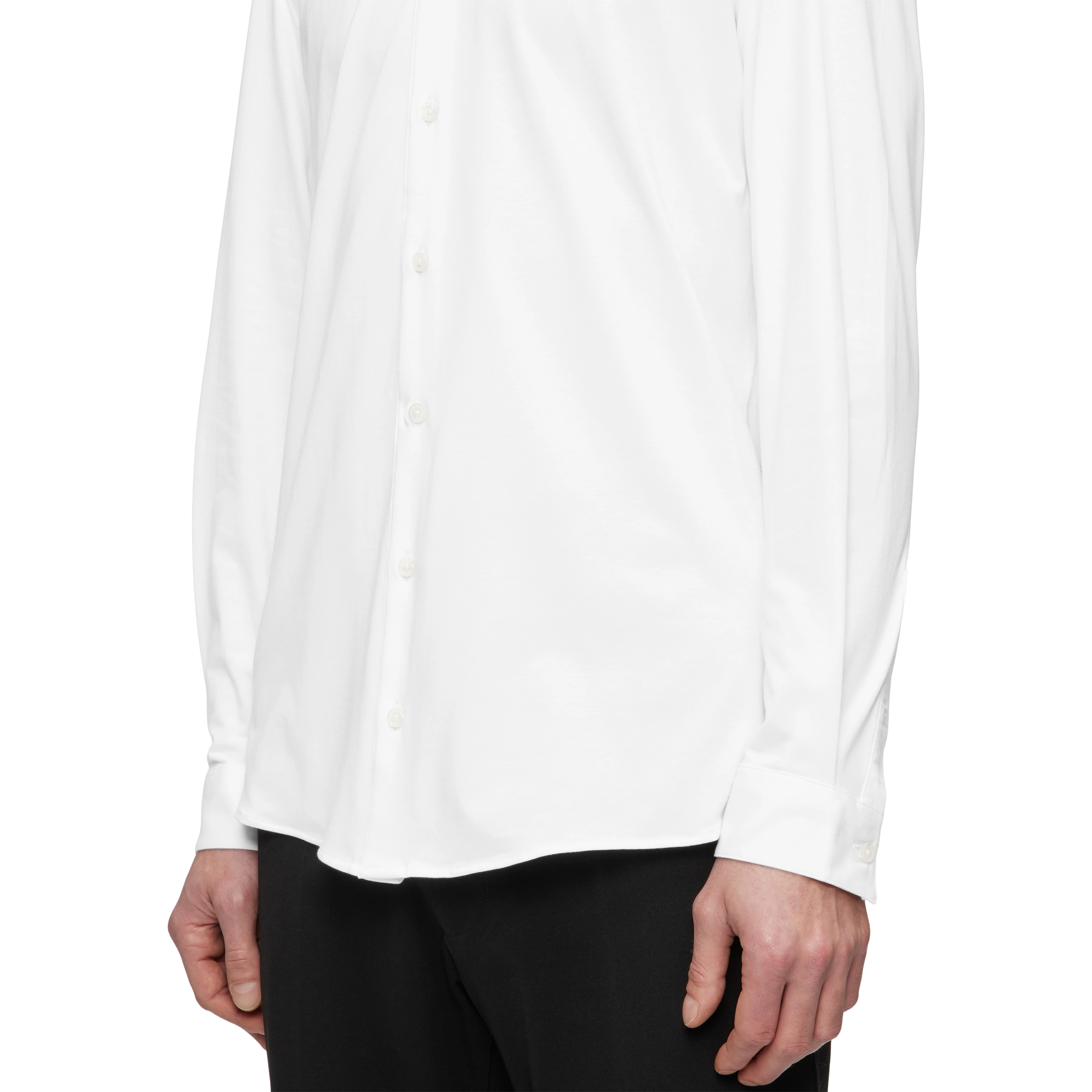 TIO - Slim fit overhemd van elastisch katoen - heren - wit - Detailansicht am Model