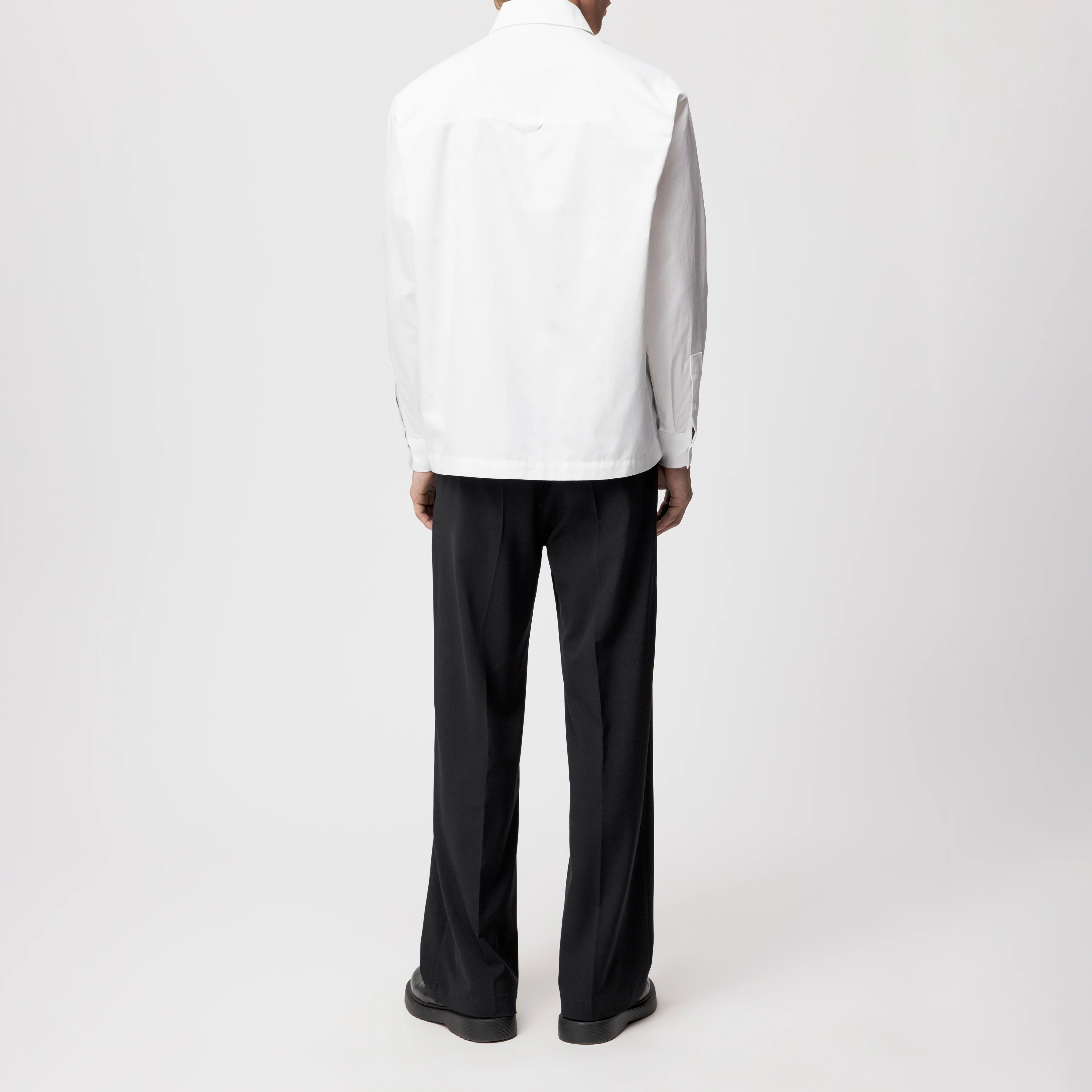 JAARI - Hemd mit verdeckter Knopfleiste in Satin Popeline - Herren - weiß - Rückansicht