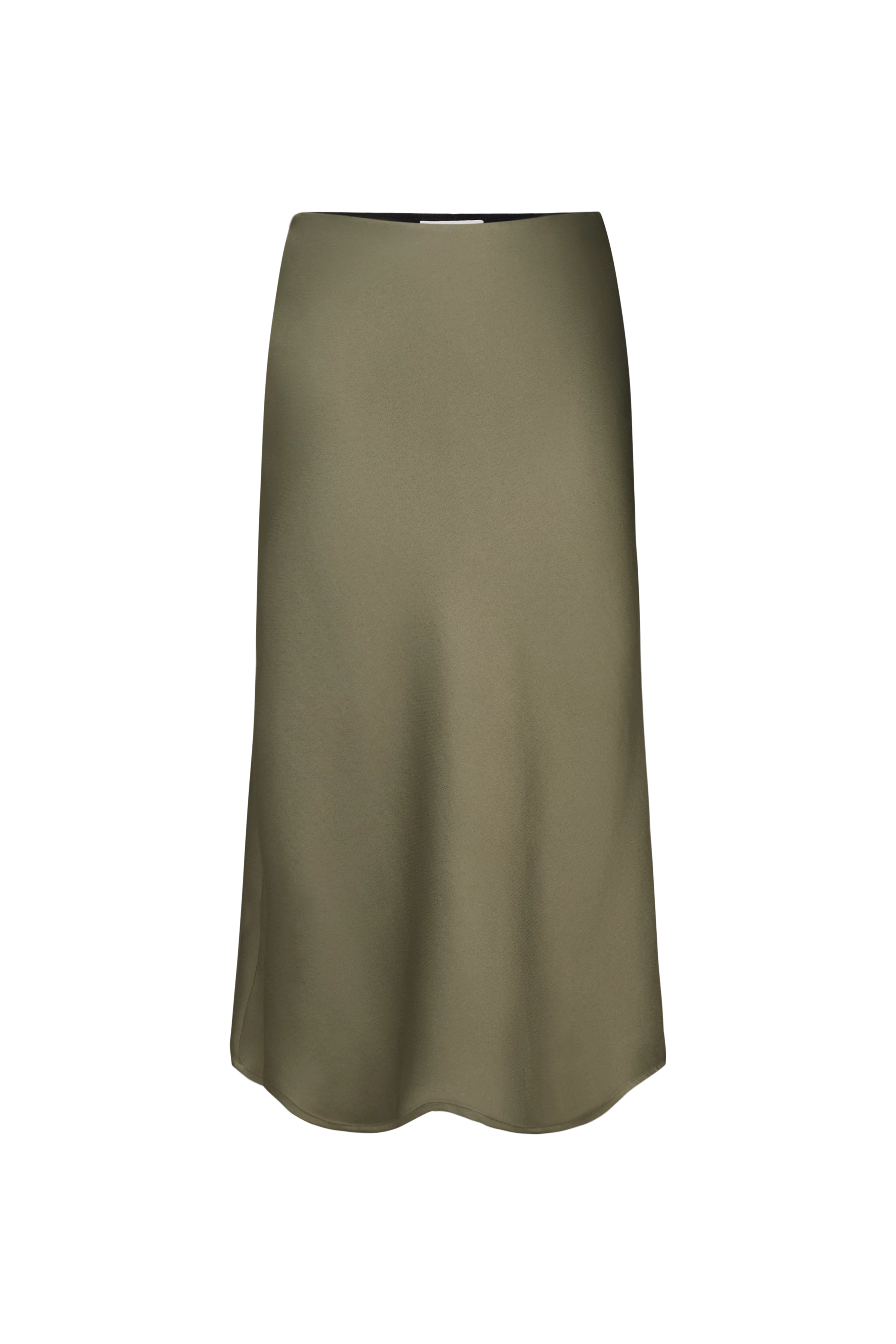 URA - Mid-length slip skirt in satin - women - green - Freisteller Frontansicht