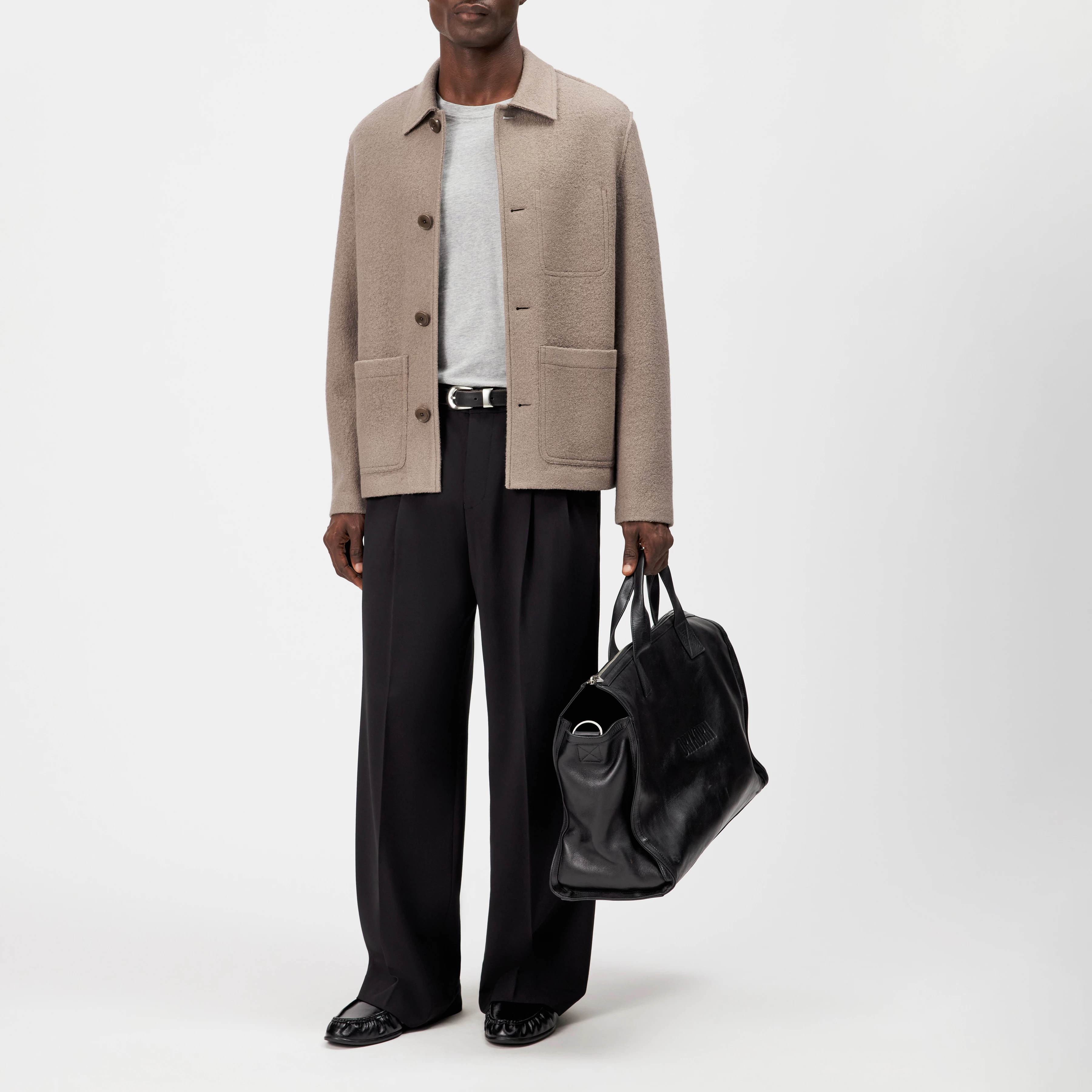 MAKONA - Wool jacket with button placket - men - brown - Ganzkörper-Frontansicht