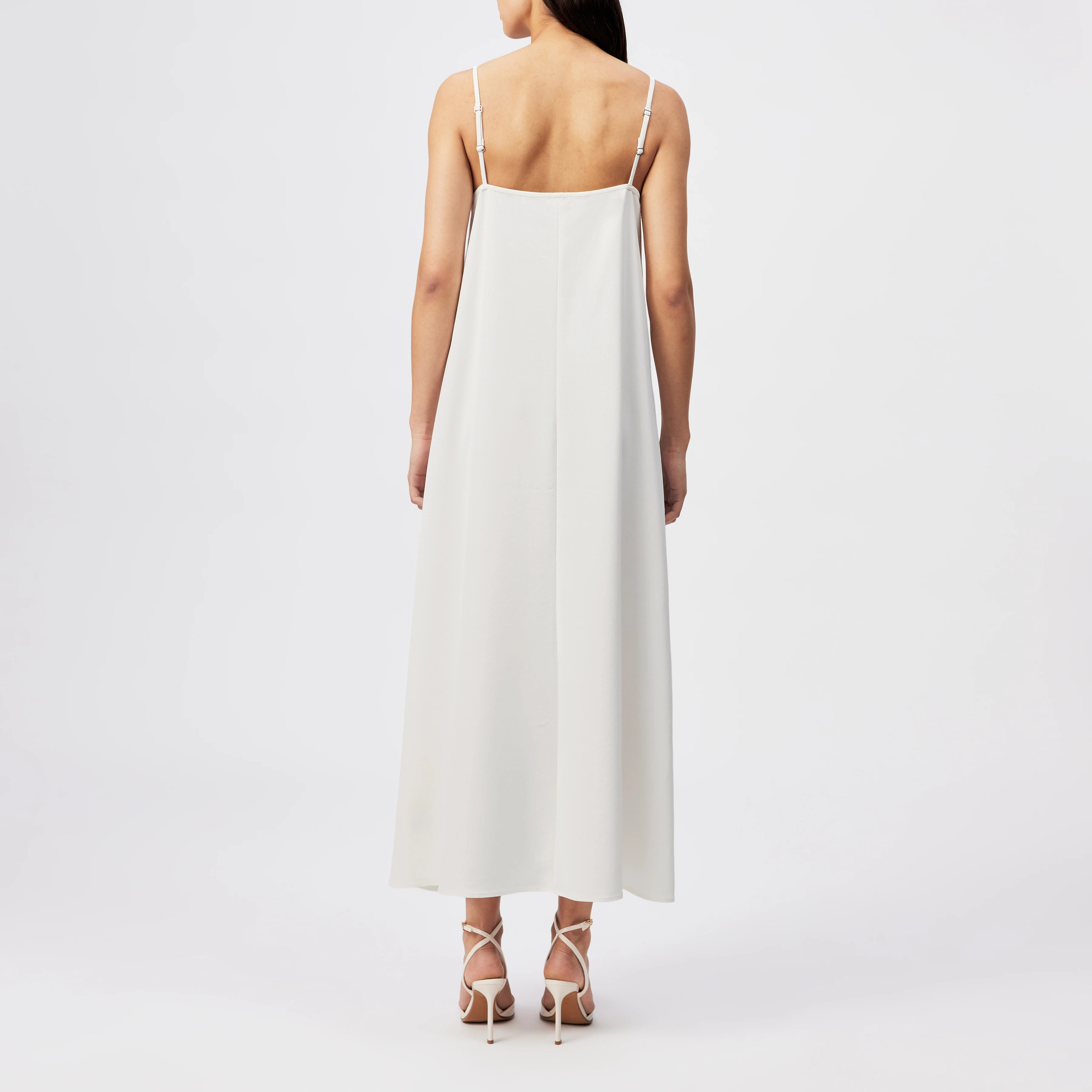 KAIREN - Luxurious satin V-neck slip dress - women - off white - Rückansicht