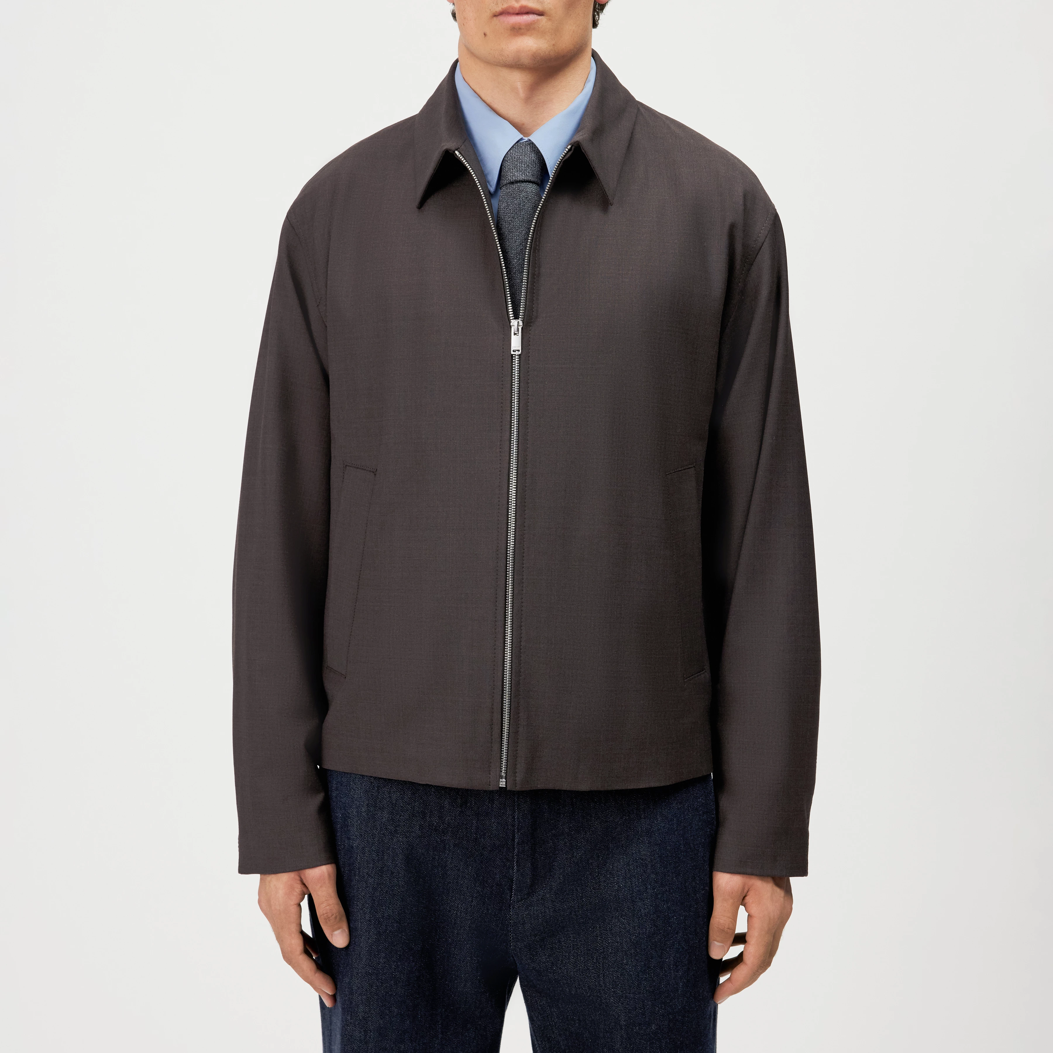 RIKKO - Relaxed fit jacket in flowing fabric - men - brown - Frontansicht