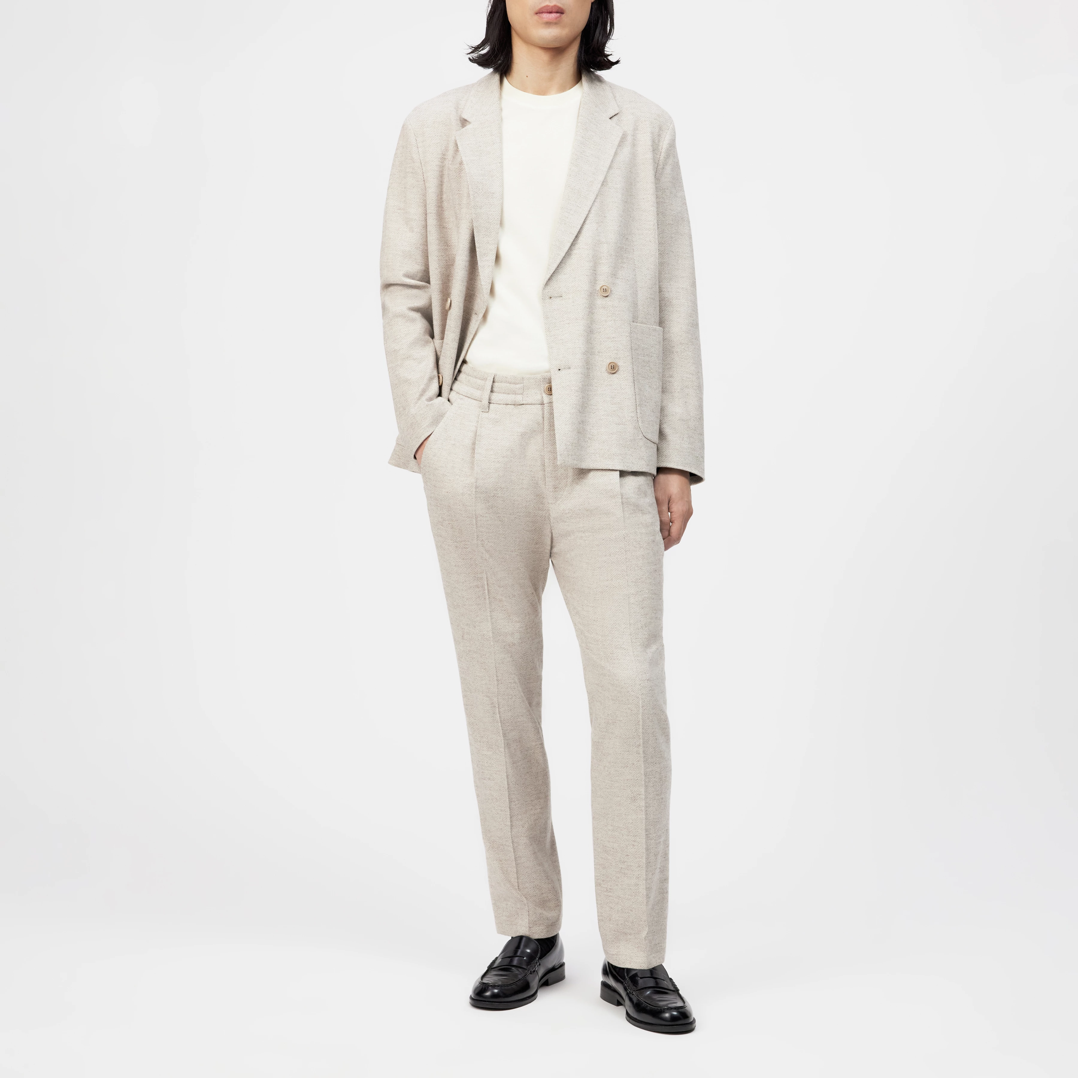 CHASY_RGLR - Casual Hose mit Bundfalte in Viskose-Woll-Mix - Herren - beige - Ganzkörper-Frontansicht