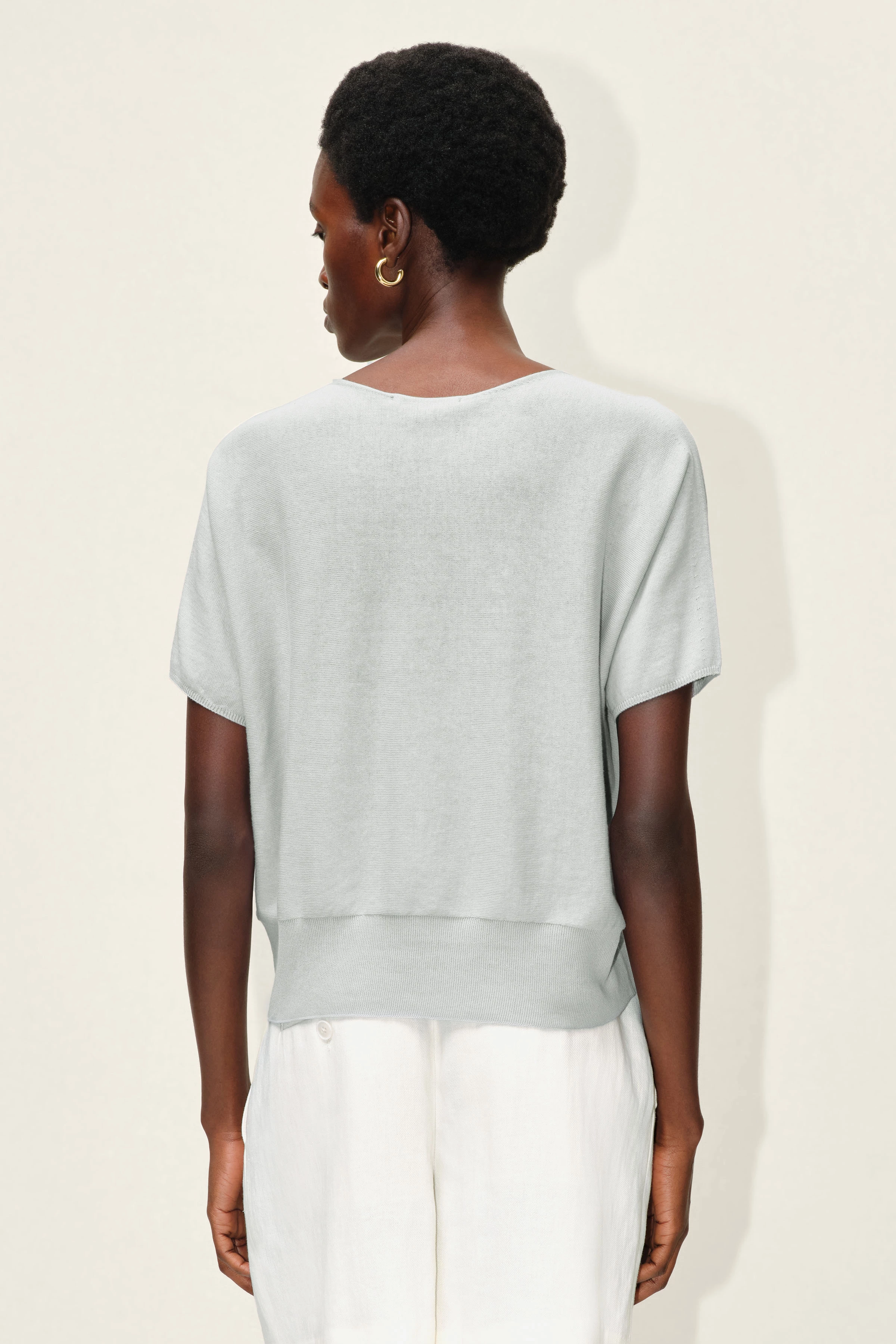 SOMELI - cotton crepe knit t-shirt - women - grey - Rückansicht