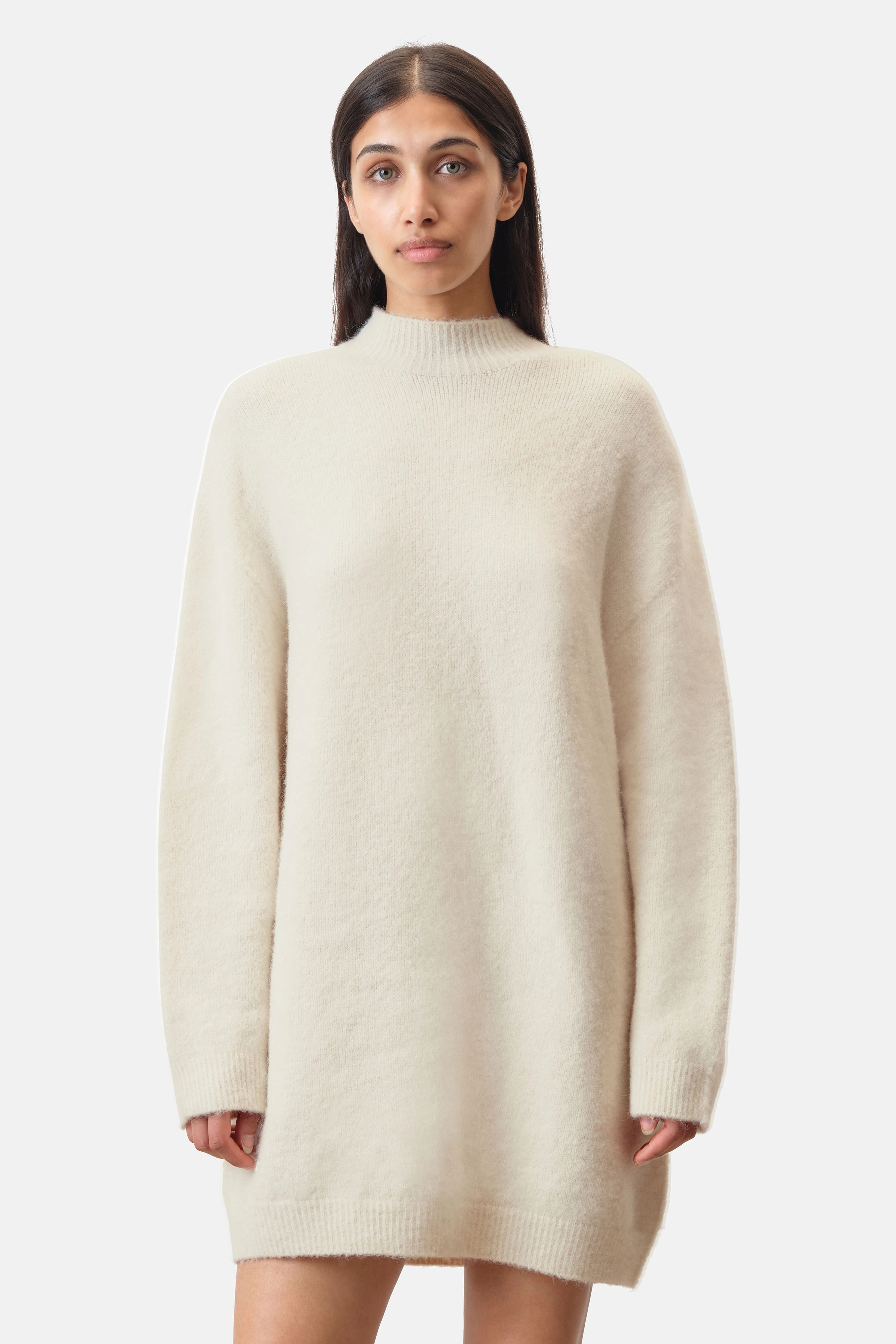 ELSTERI - robe en tricot longueur mini dans un doux mélange d'alpaca - women - blanc cassé - Frontansicht