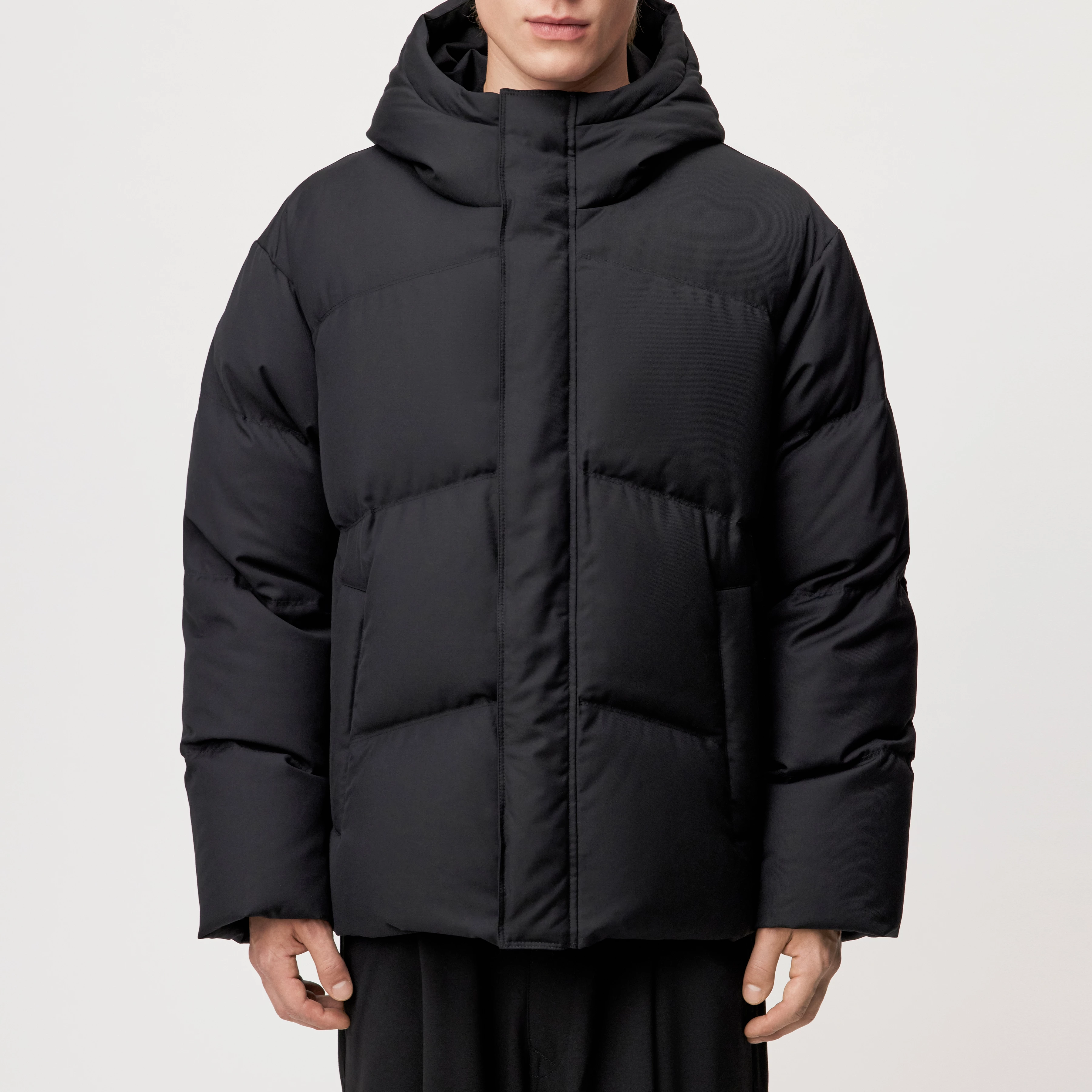 NOTAN - Puffer Jacke in Woll Look - Herren - schwarz - Frontansicht
