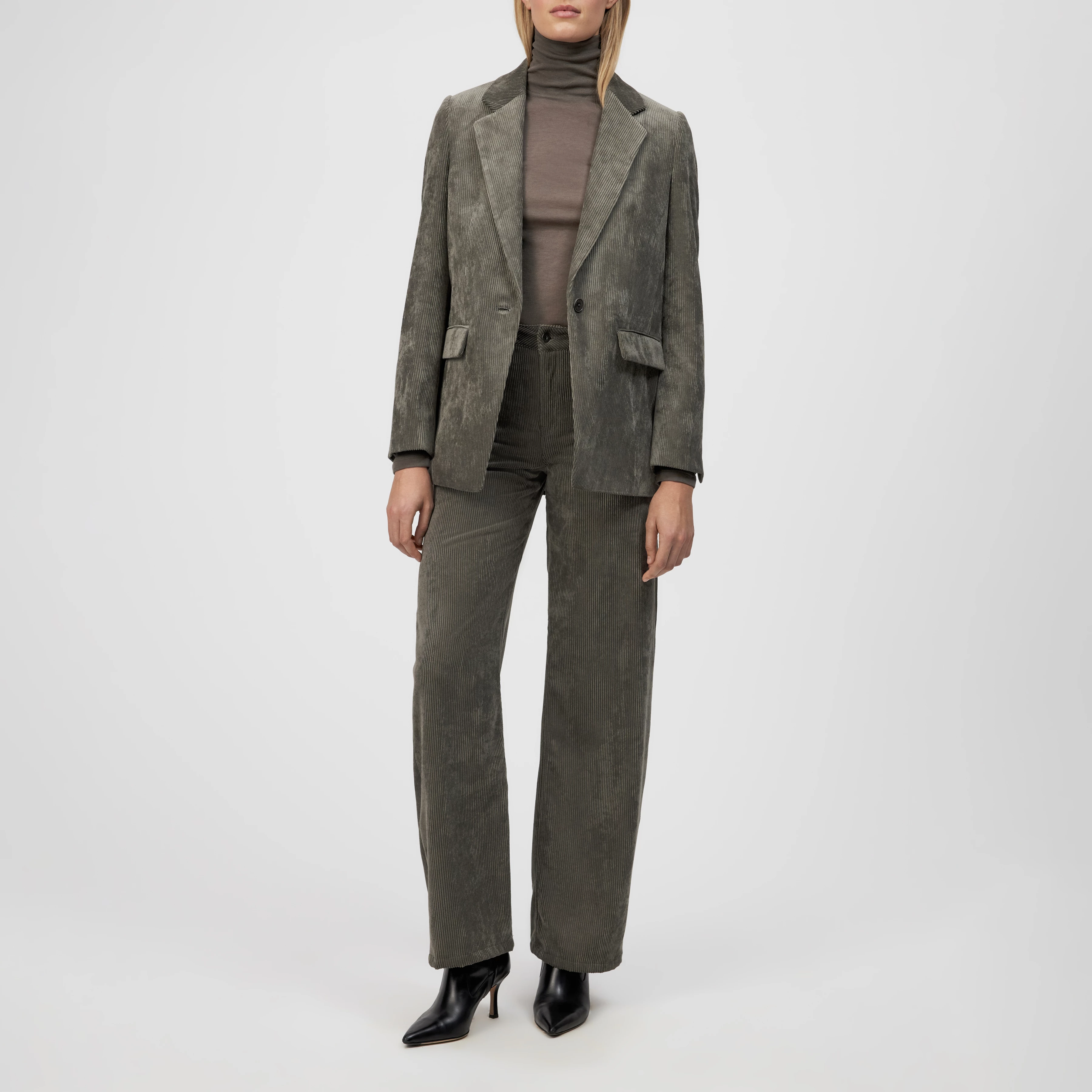 GLENDALE - Boyfriend blazer in corduroy - women - grey - Ganzkörper-Frontansicht