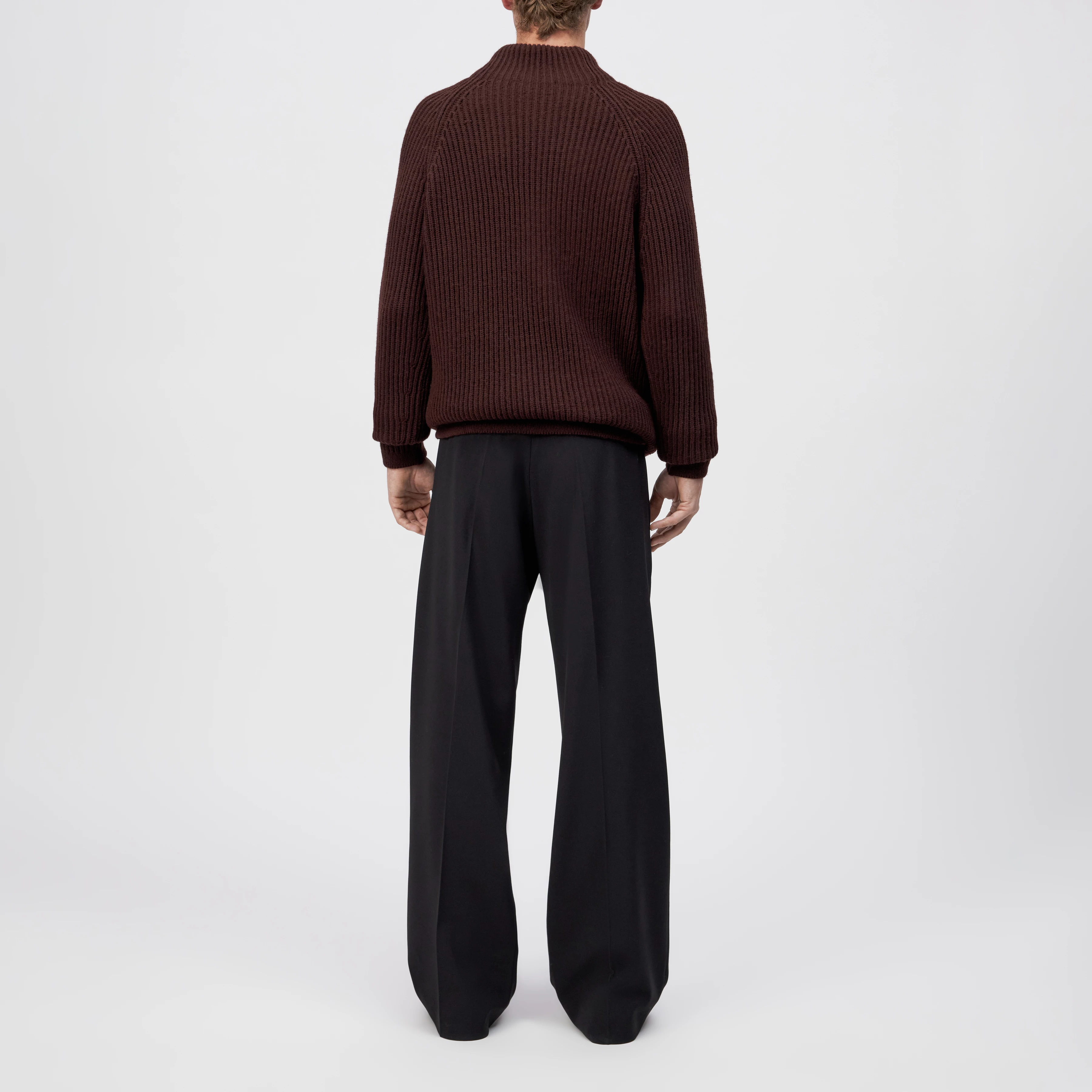 ARVID - Turtleneck jumper in wool and alpaca blend - men - red - Rückansicht