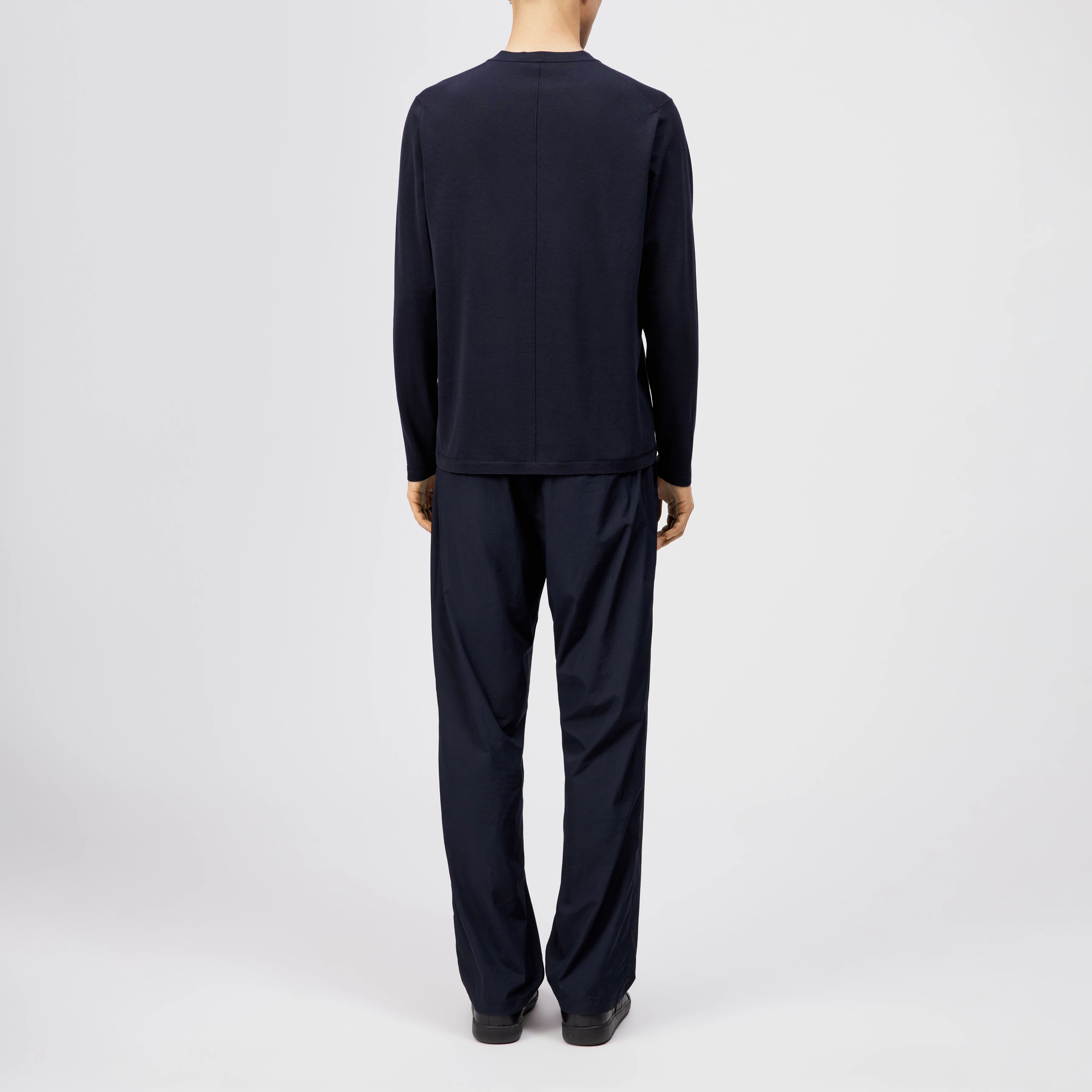 KIAAN - Regular Fit Longsleeve mit Stehkragen aus Feinstrick - Herren - blau - Rückansicht