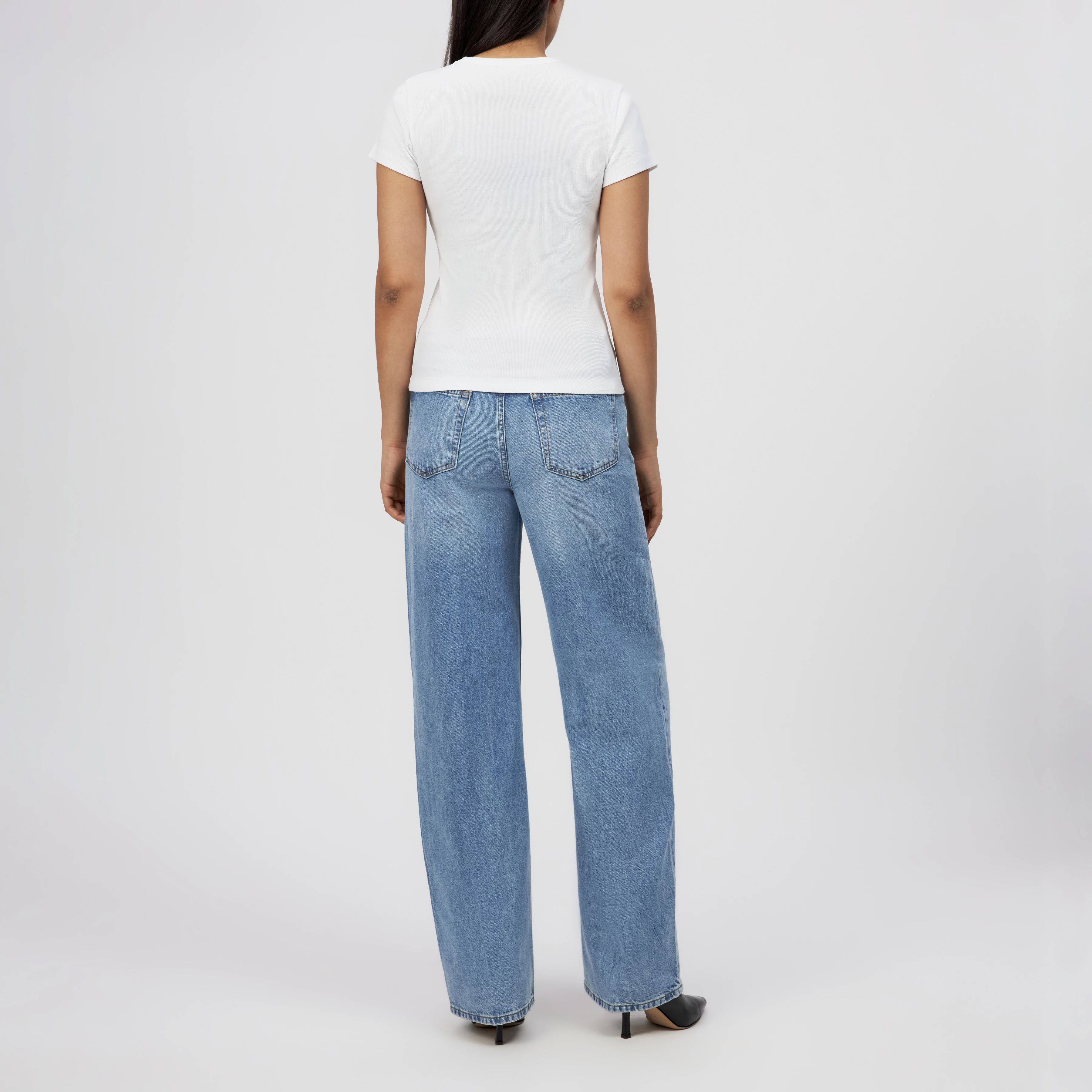 KOALE - Slim T-shirt in cotton rib - women - white - Rückansicht