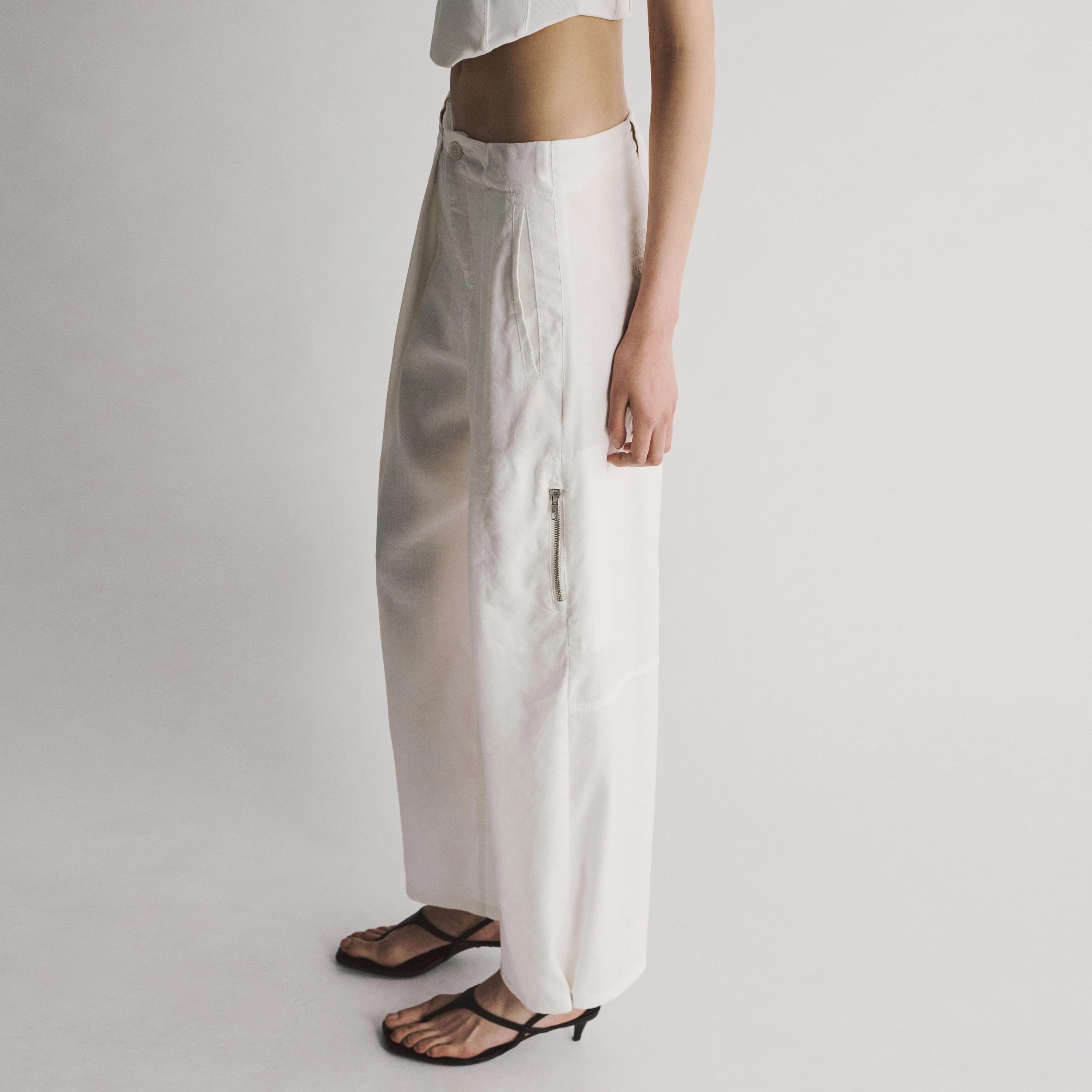 DREAK - Relaxed Fit Linen-Blend Utility Trousers - women - off white