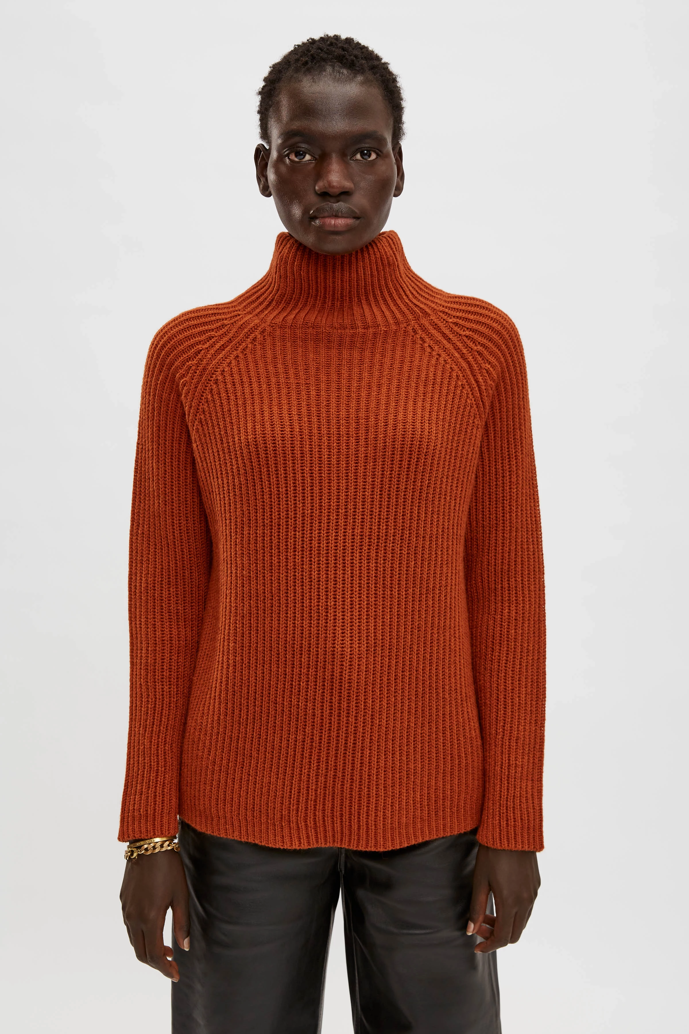 ARWEN - Rollkragenpullover aus Alpaka-Woll-Mix - Damen - orange - Frontansicht