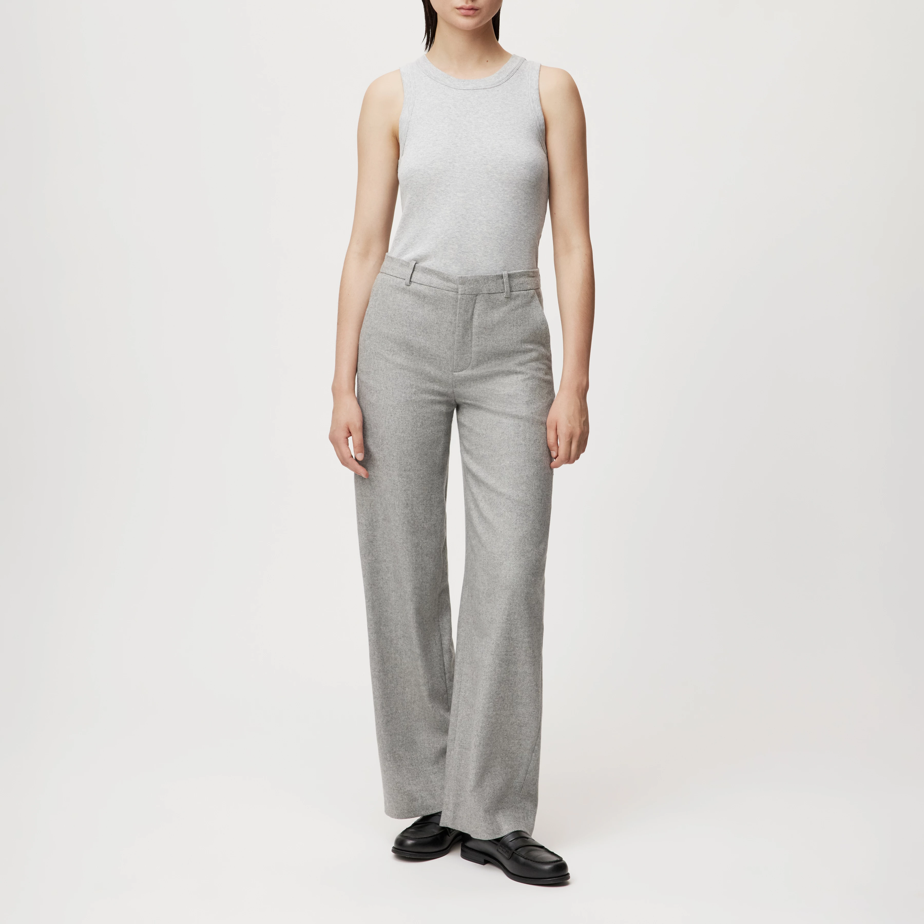 DESK - Trousers with barrel leg in wool blend - women - grey - Ganzkörper-Frontansicht