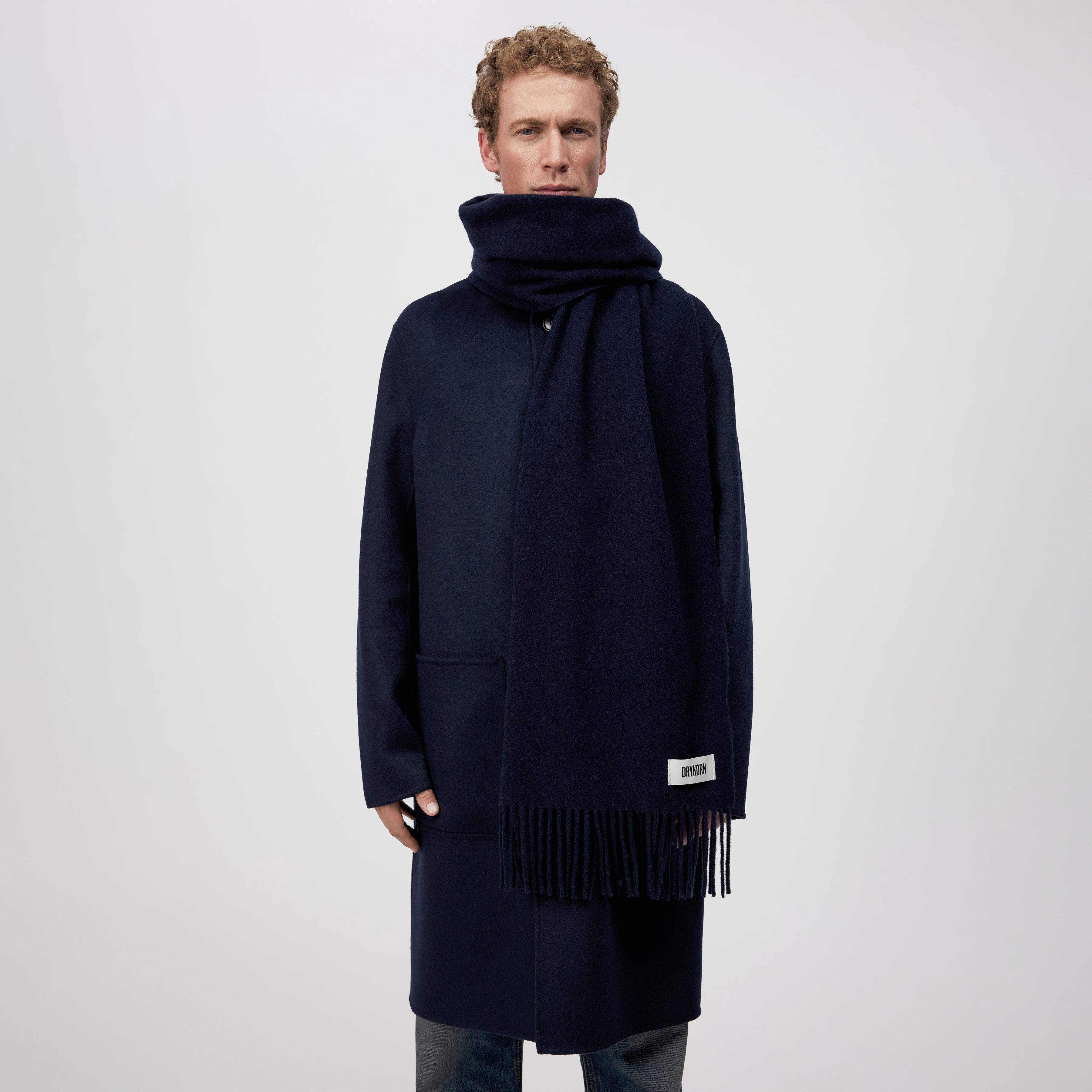 GAZE_4 - Scarf in wool twill - unisex - blue - Rückansicht
