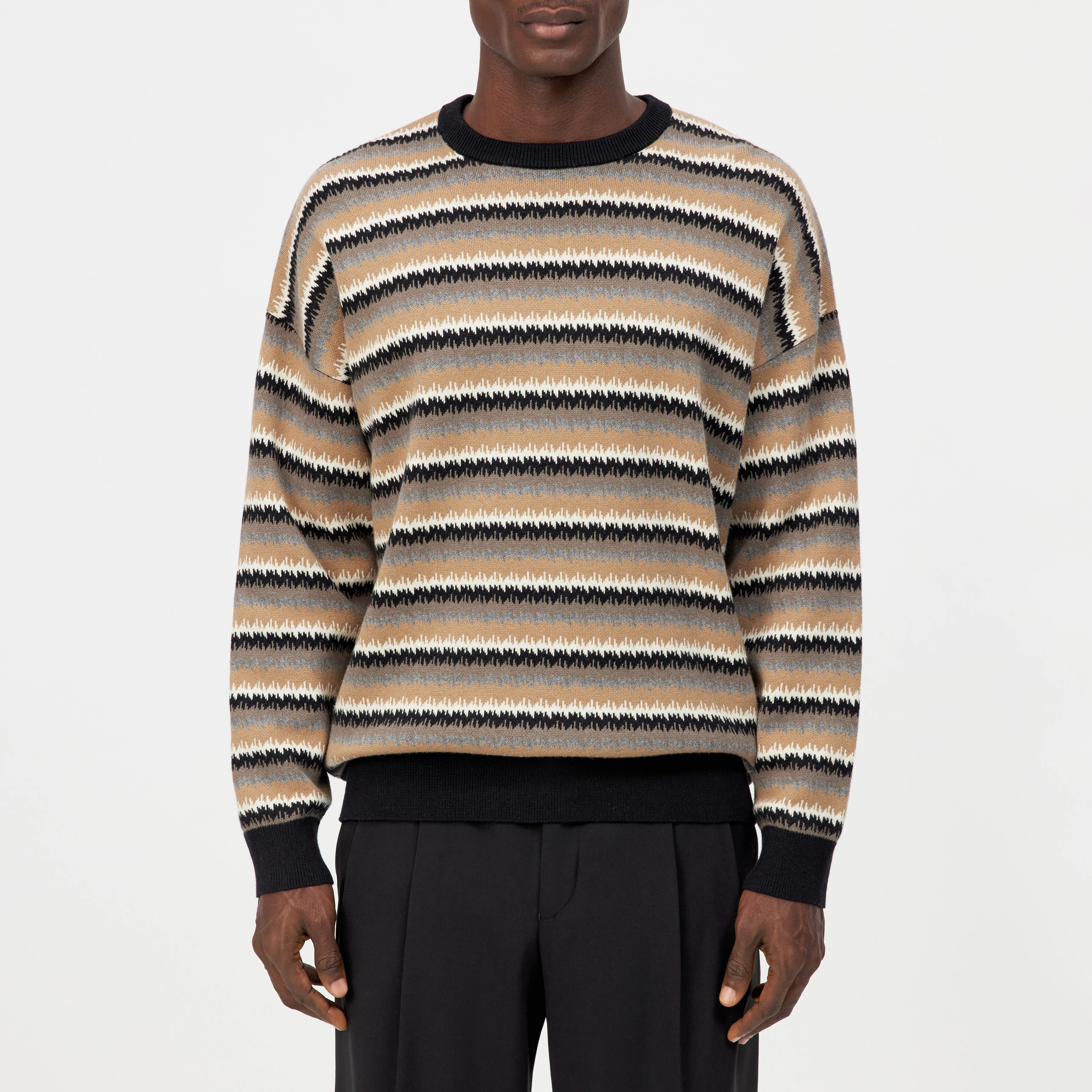 NEELIO - Pullover in Jacquard - Herren - schwarz - Frontansicht