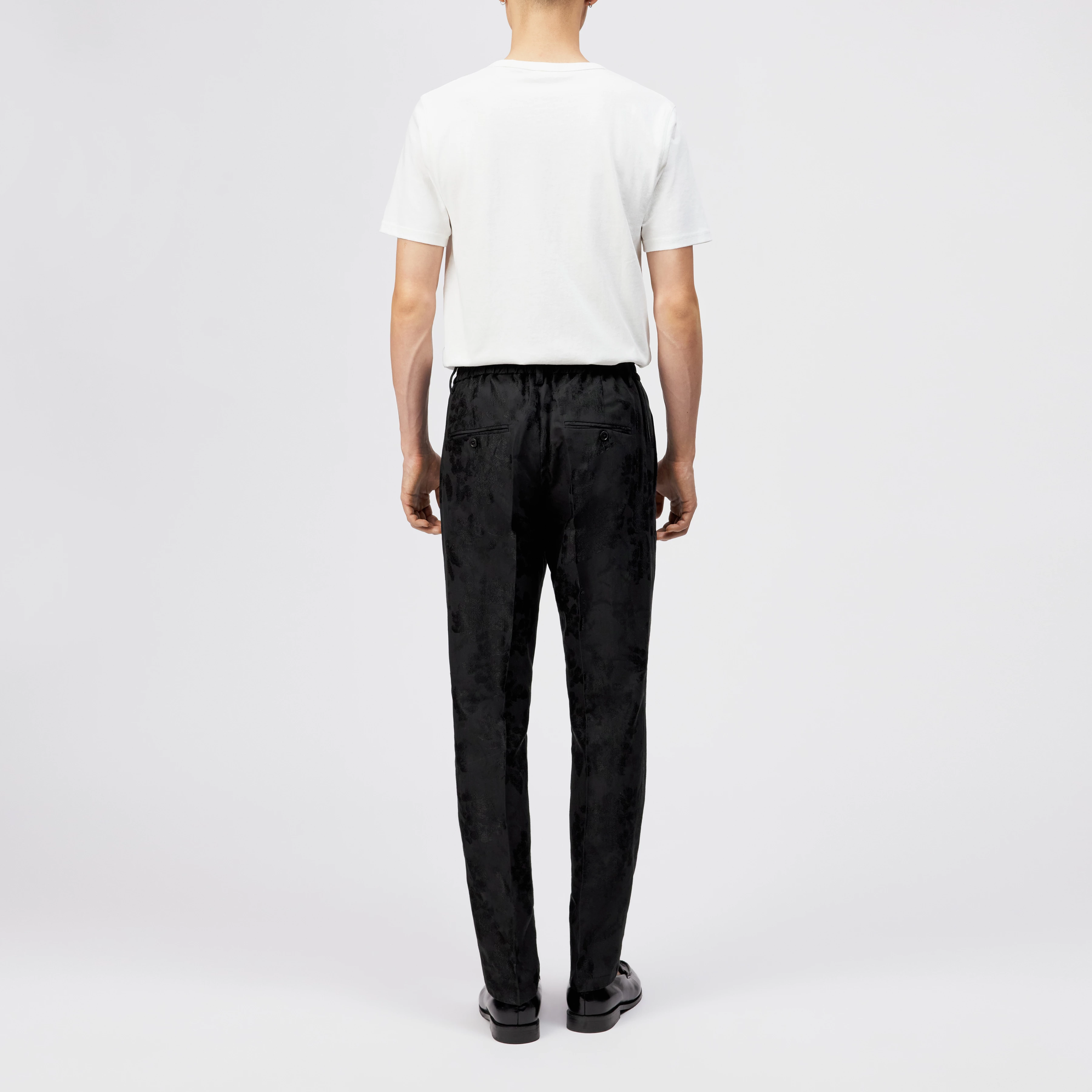 GARONA_B - Casual chino in katoen-viscosemix - heren - zwart - Rückansicht