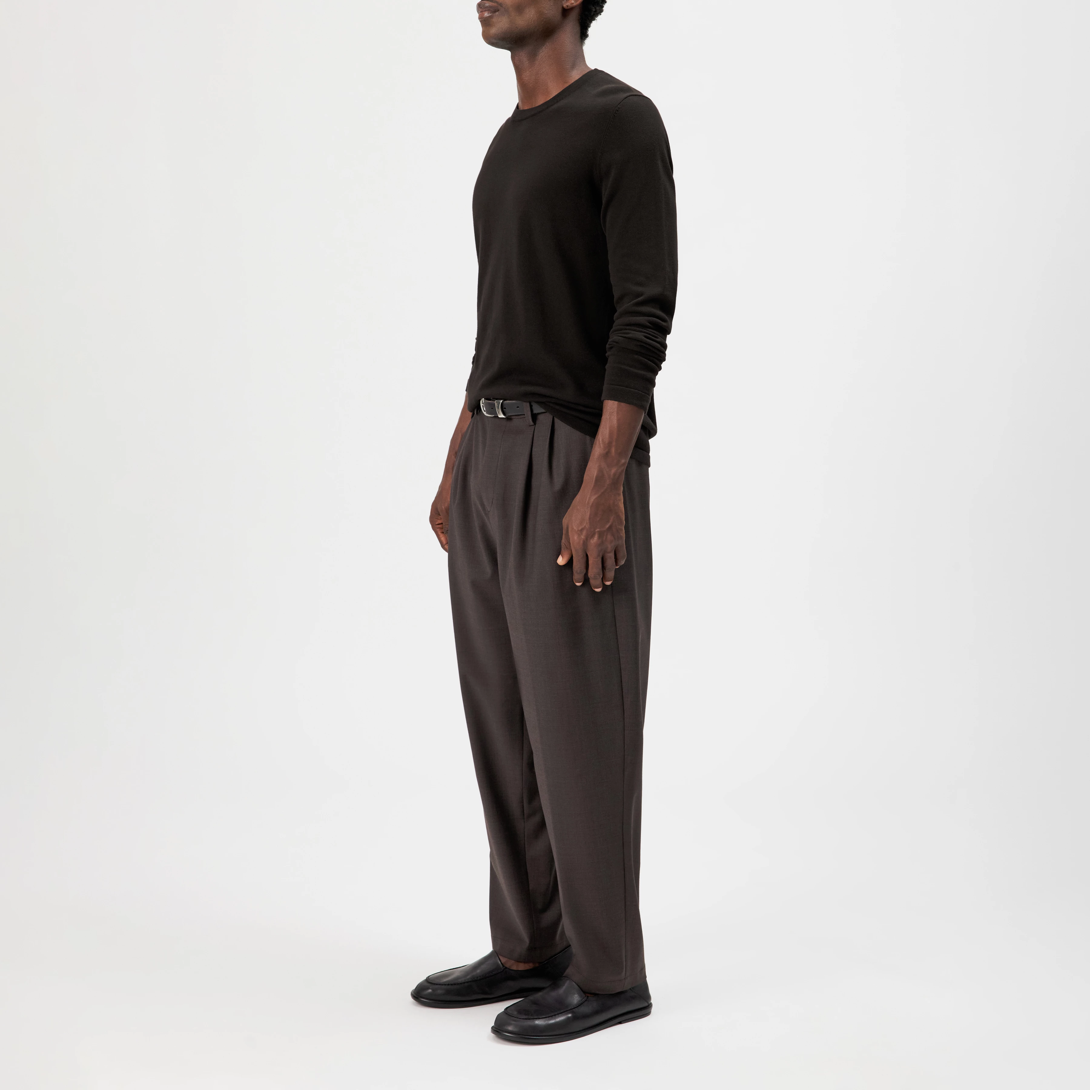 IRMINO - Long sleeve in pure cotton - men - brown - Seitenansicht