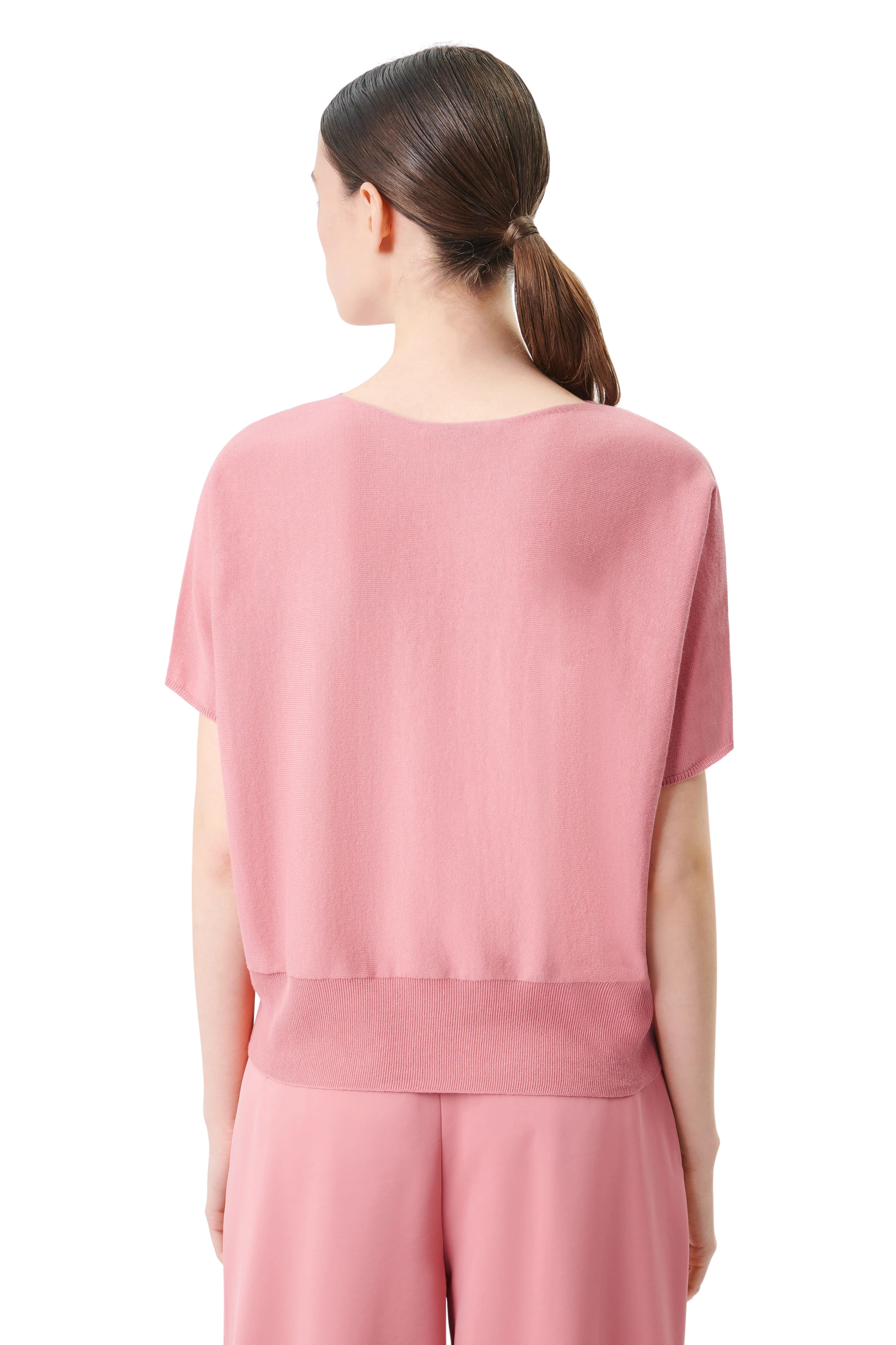 SOMELI - Strick-T-Shirt in Baumwoll-Crêpe - Damen - rosa - Rückansicht