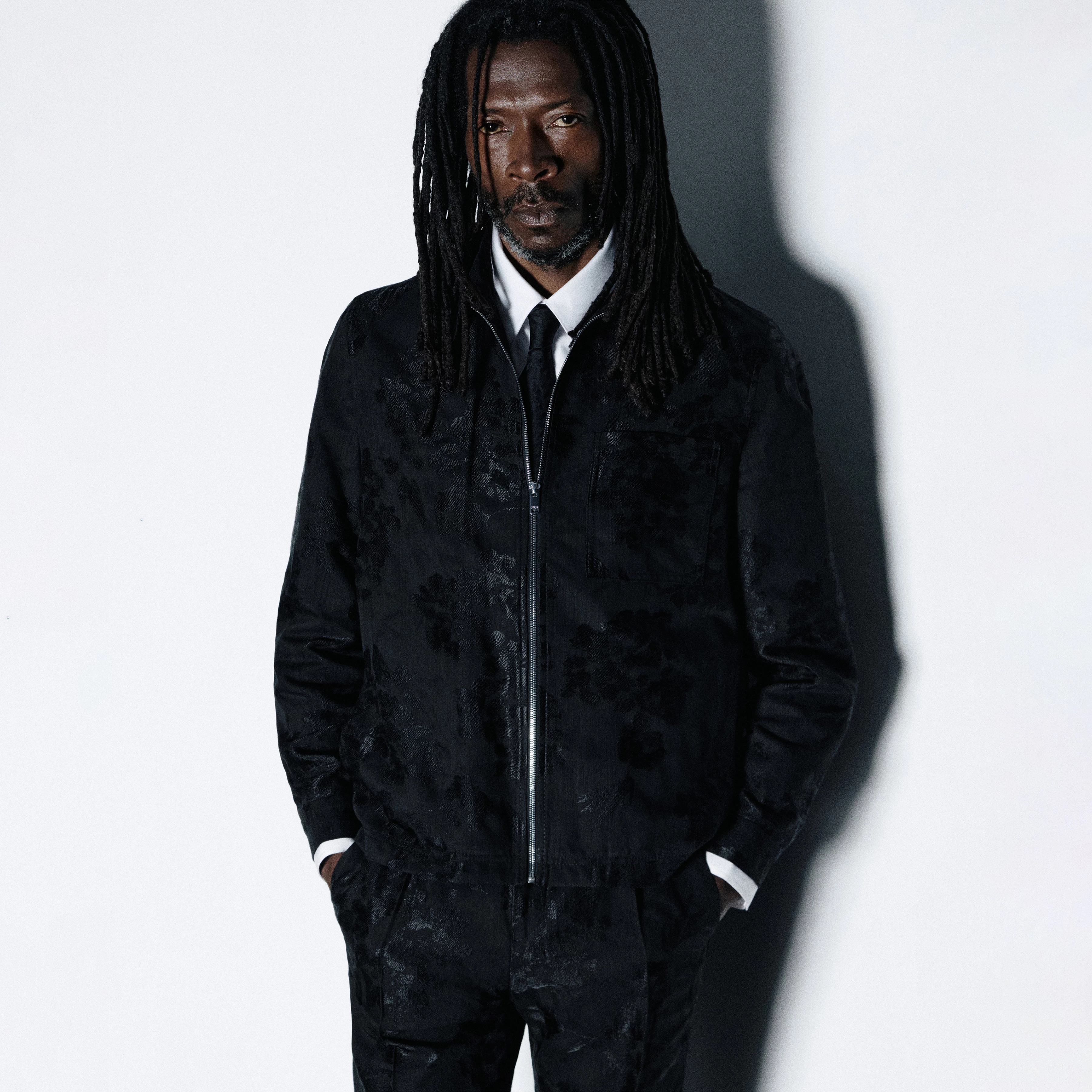 JERSON - Jacket with turn-down collar in cotton-viscose mix - men - black