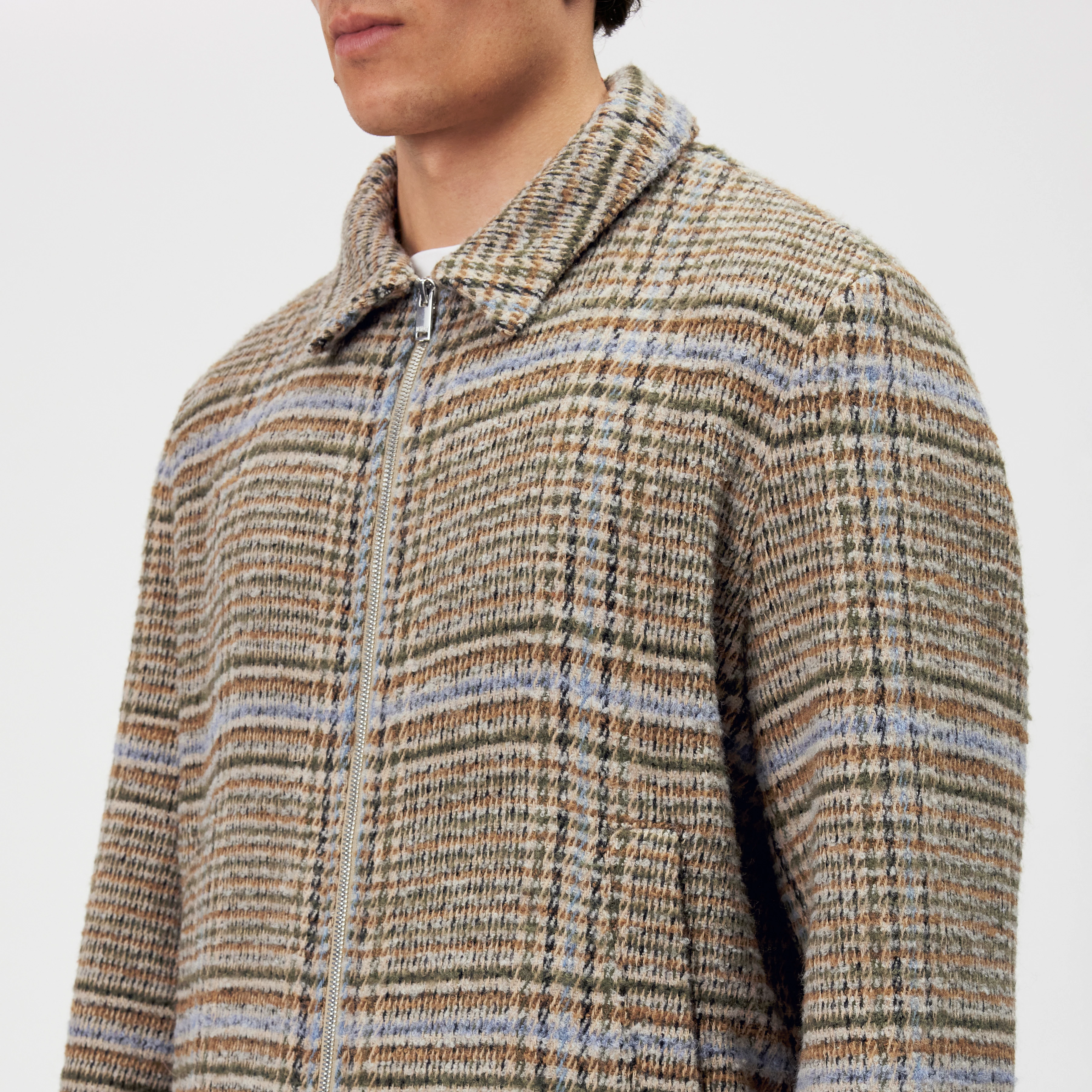 RIKKA_2 - Checked woven jacket - men - green - Detailansicht am Model