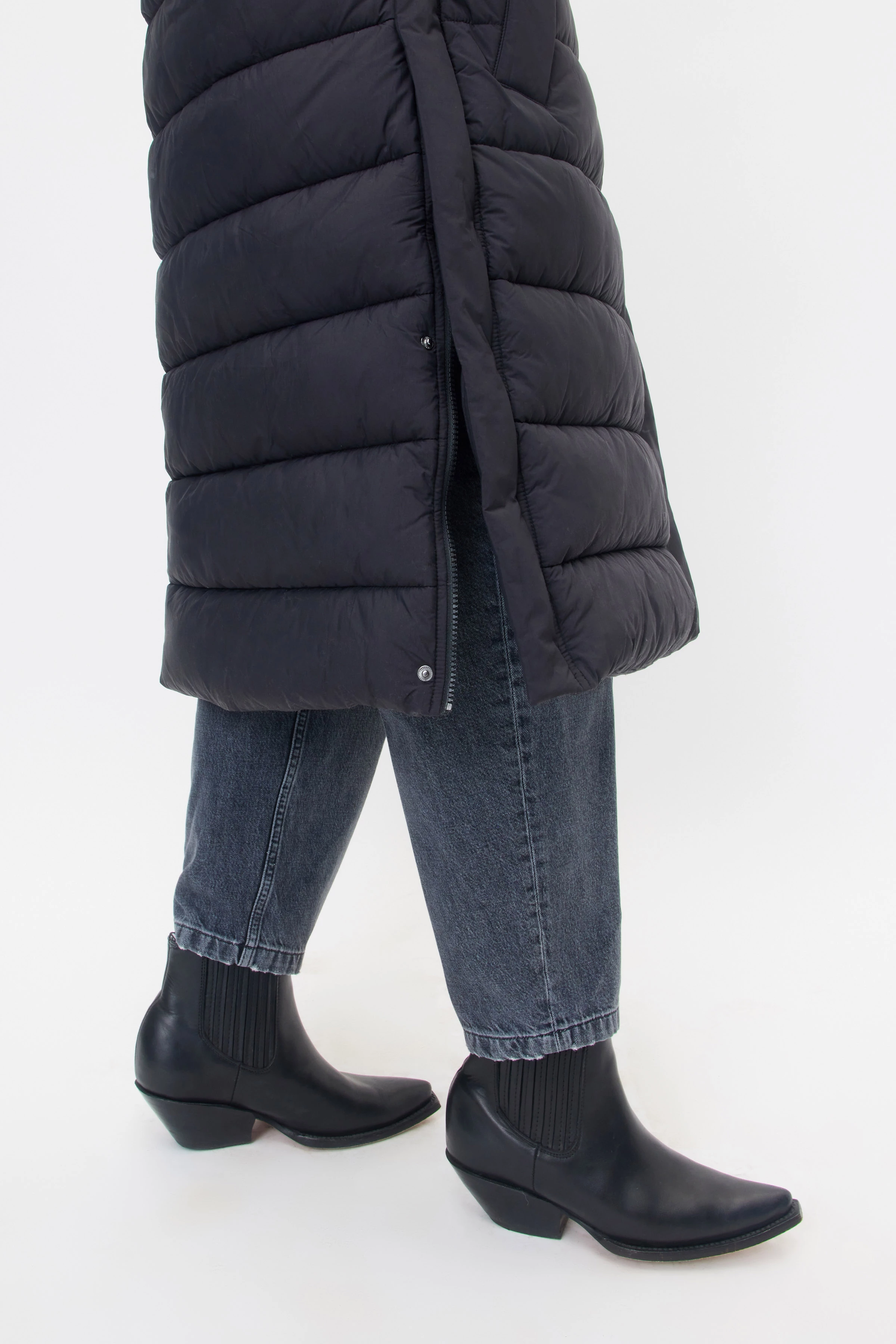 HOURRY - matter Puffercoat - Damen - schwarz - Seitenansicht