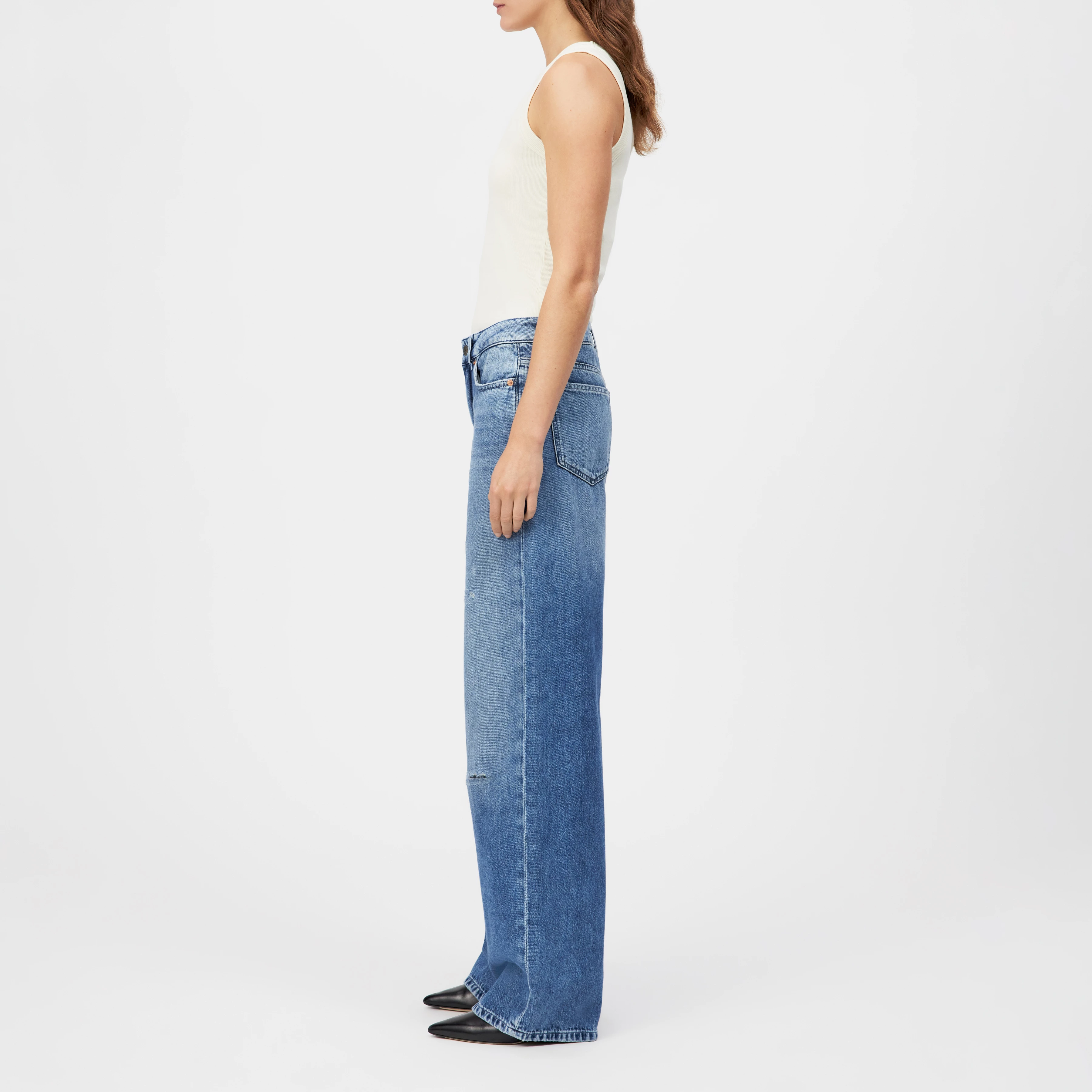MEDLEY - Mid-Waist Jeans in Mid-Blue Denim - Damen - blau - Seitenansicht