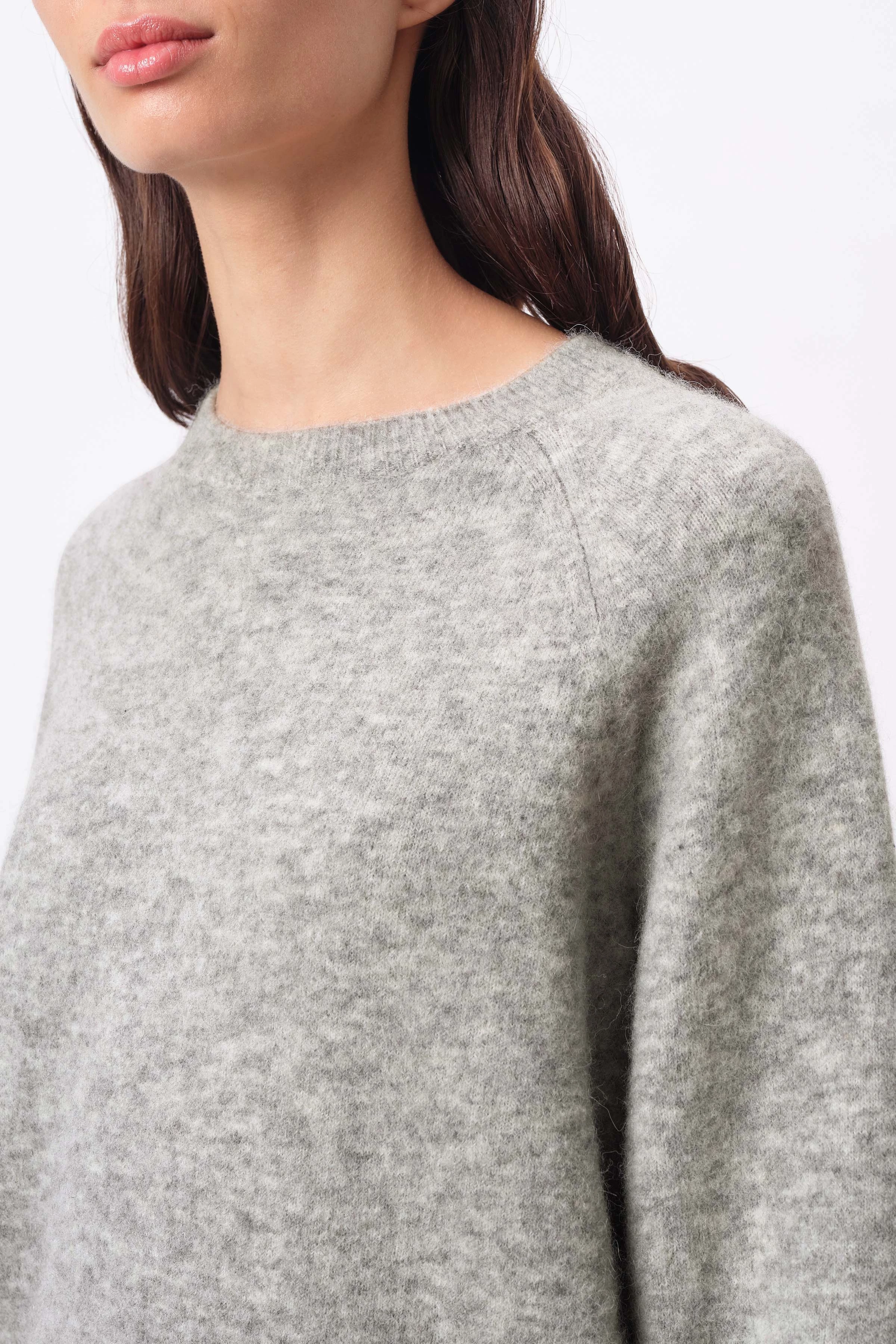 PEMIRI - egg-shape jumper with raglan sleeves in alpaca mix - women - grey - Seitenansicht