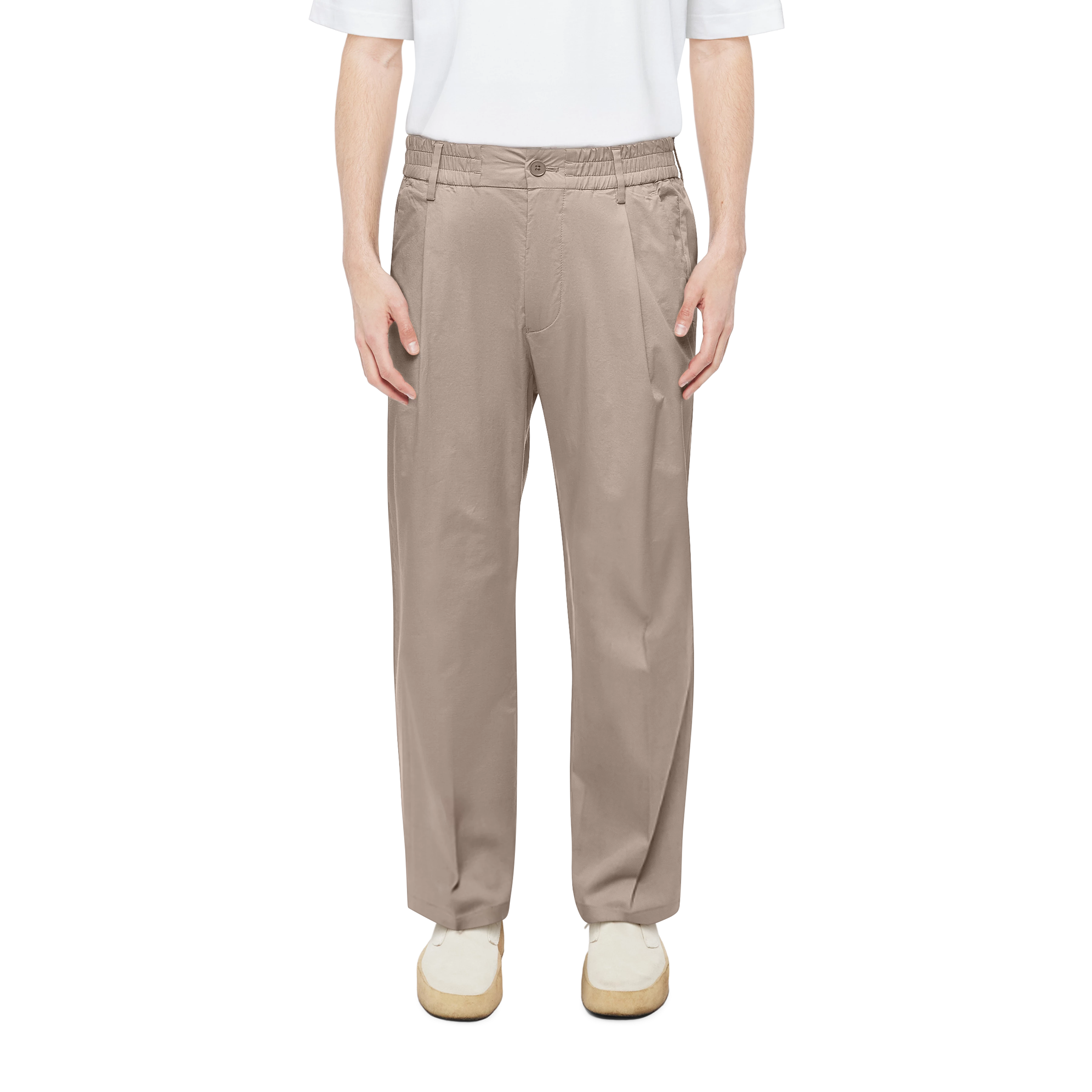 CHASY_RGLR - Casual broek met plooi in katoen gabardine - heren - beige - Frontansicht