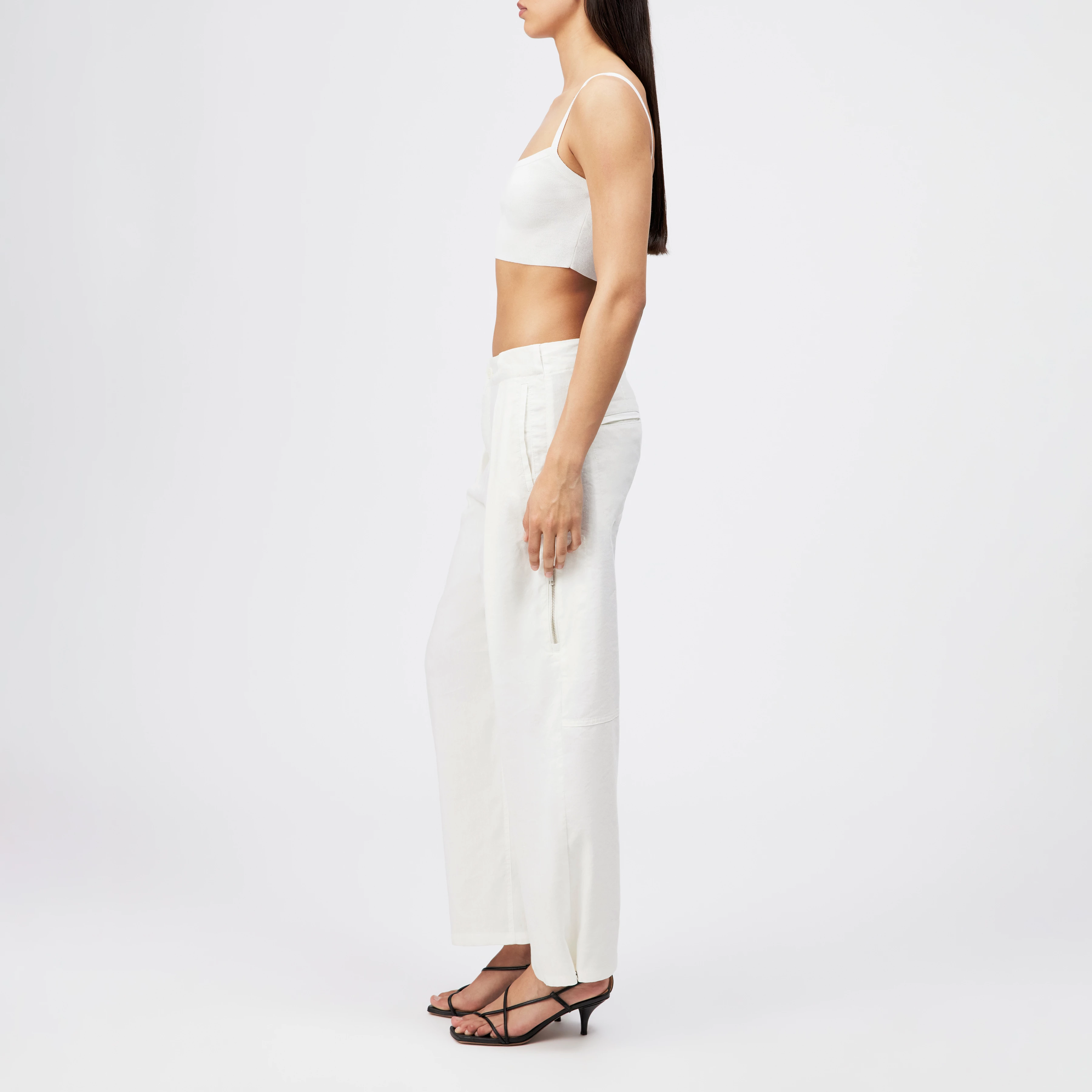 DREAK - Relaxed Fit Linen-Blend Utility Trousers - women - off white - Seitenansicht