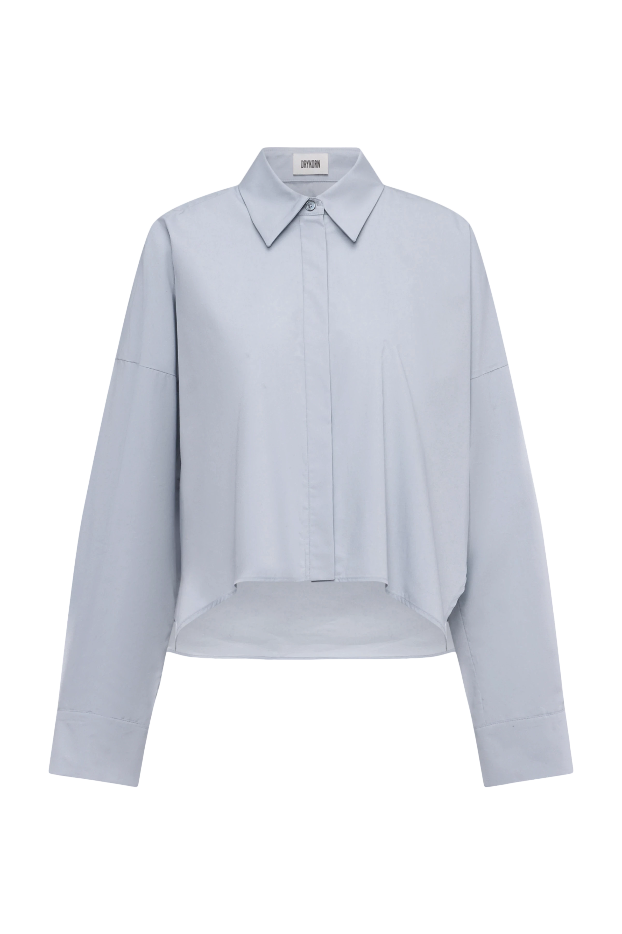 OSHIA - Oversized Hemdbluse in Popeline - Damen - blau - Freisteller Frontansicht